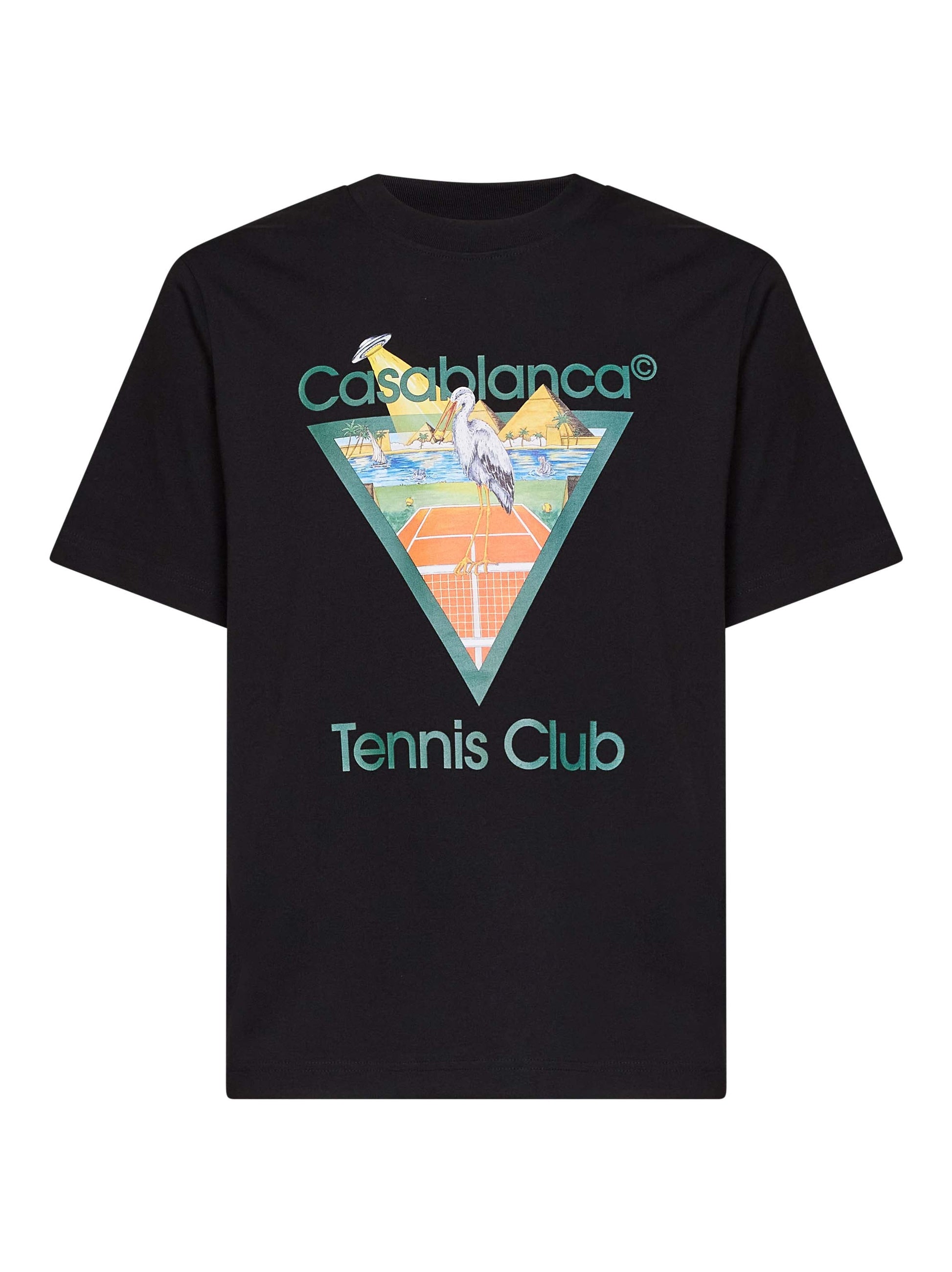 Casablanca Men Black Jersey Tennis Club Icon Pyramid Abduction T-Shirt CASABLANCA