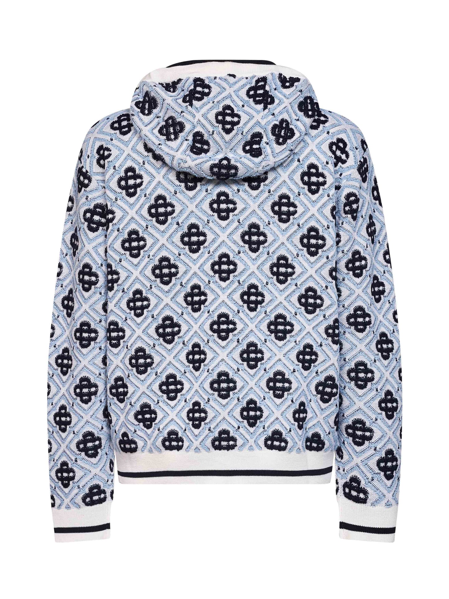 Casablanca Men White And Black Wool Cc Monogram Zip-Up Hoodie CASABLANCA