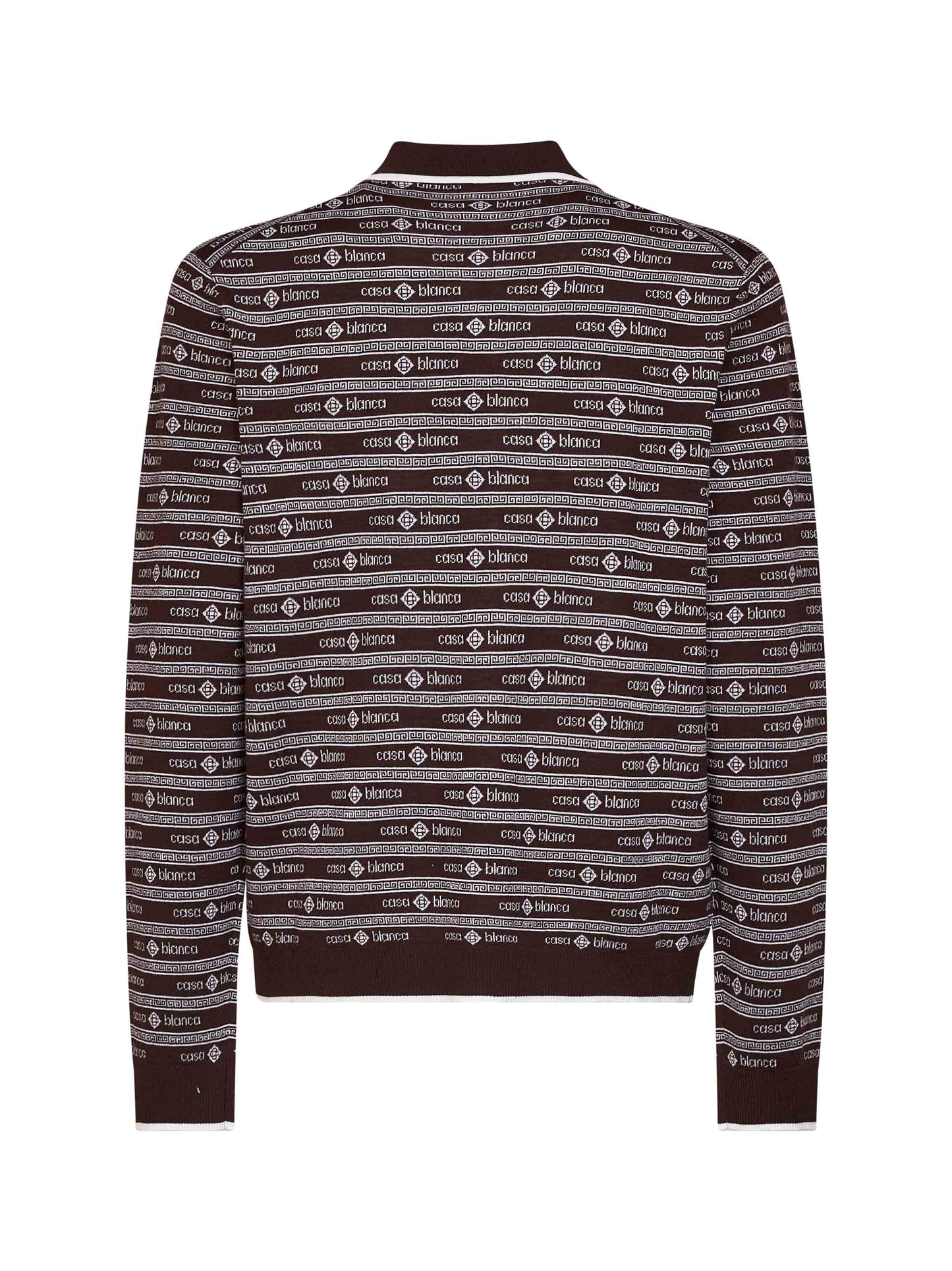 Casablanca Men Dark Brown Wool Knit Wordmark Polo Shirt CASABLANCA