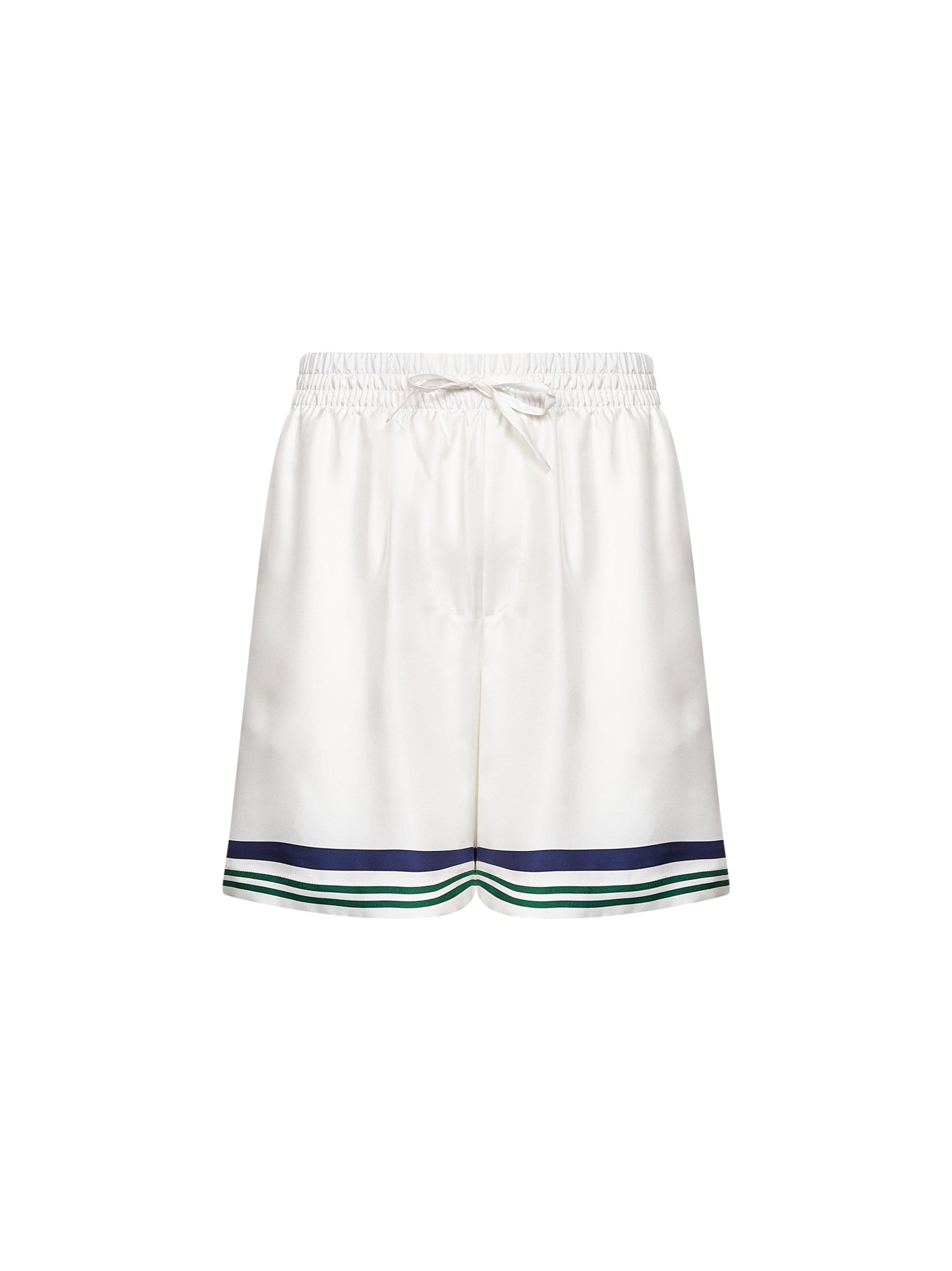 Casablanca Men White Silk Hotel Emblem Shorts CASABLANCA