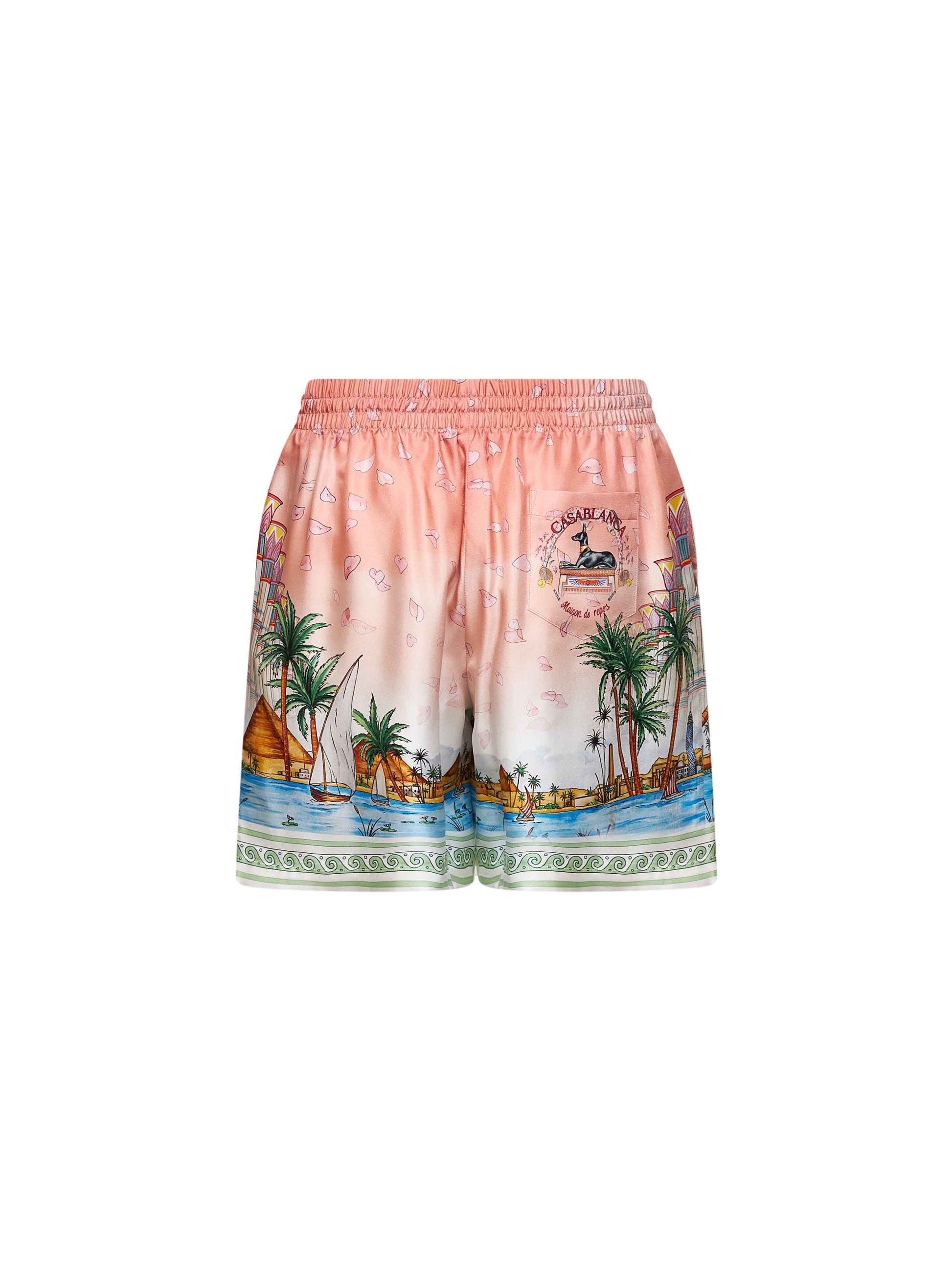Casablanca Men Pink Printed Silk Ethereal Shorts CASABLANCA