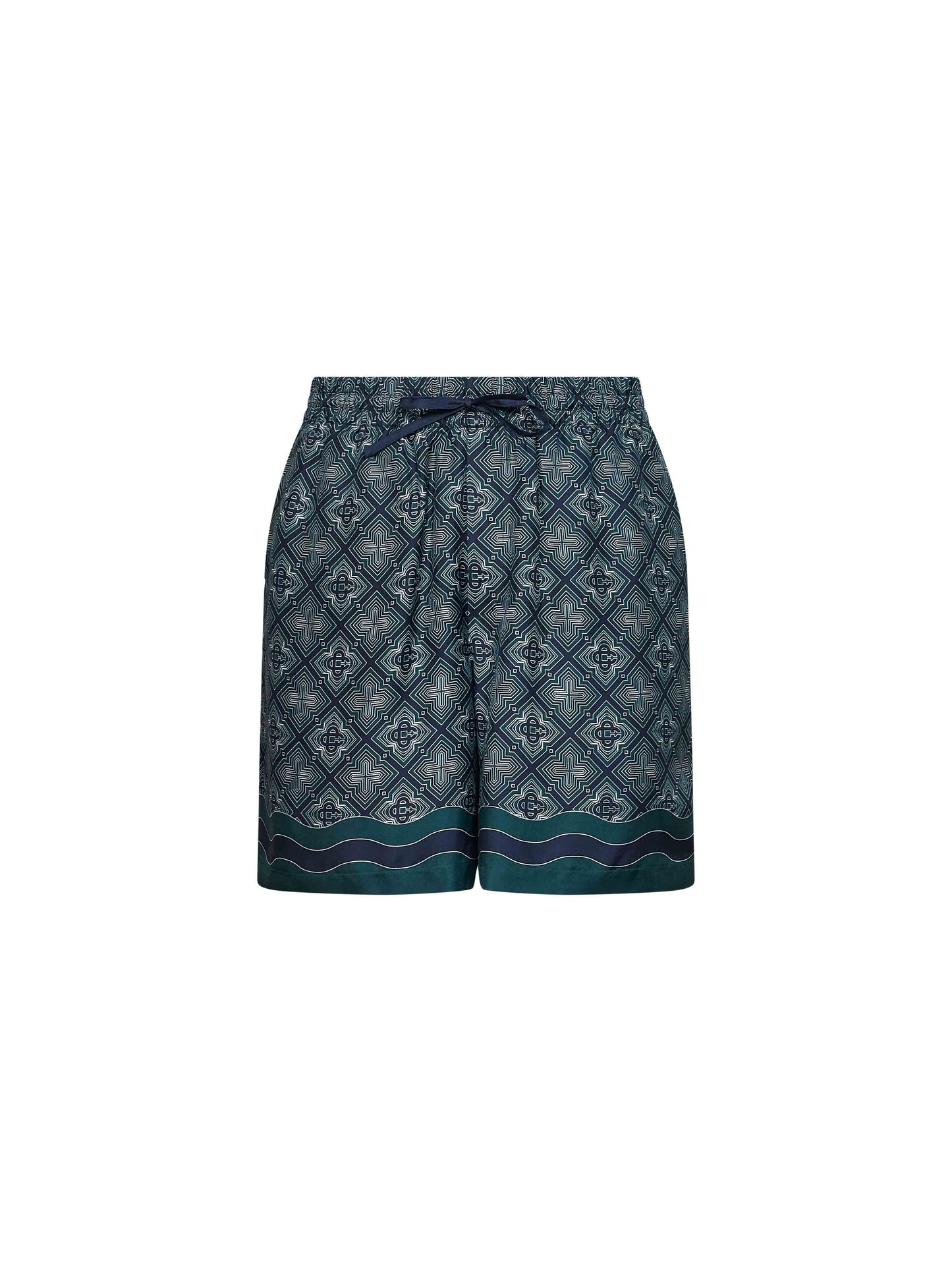 Casablanca Men Green Printed Silk Radiating Monogram Shorts CASABLANCA