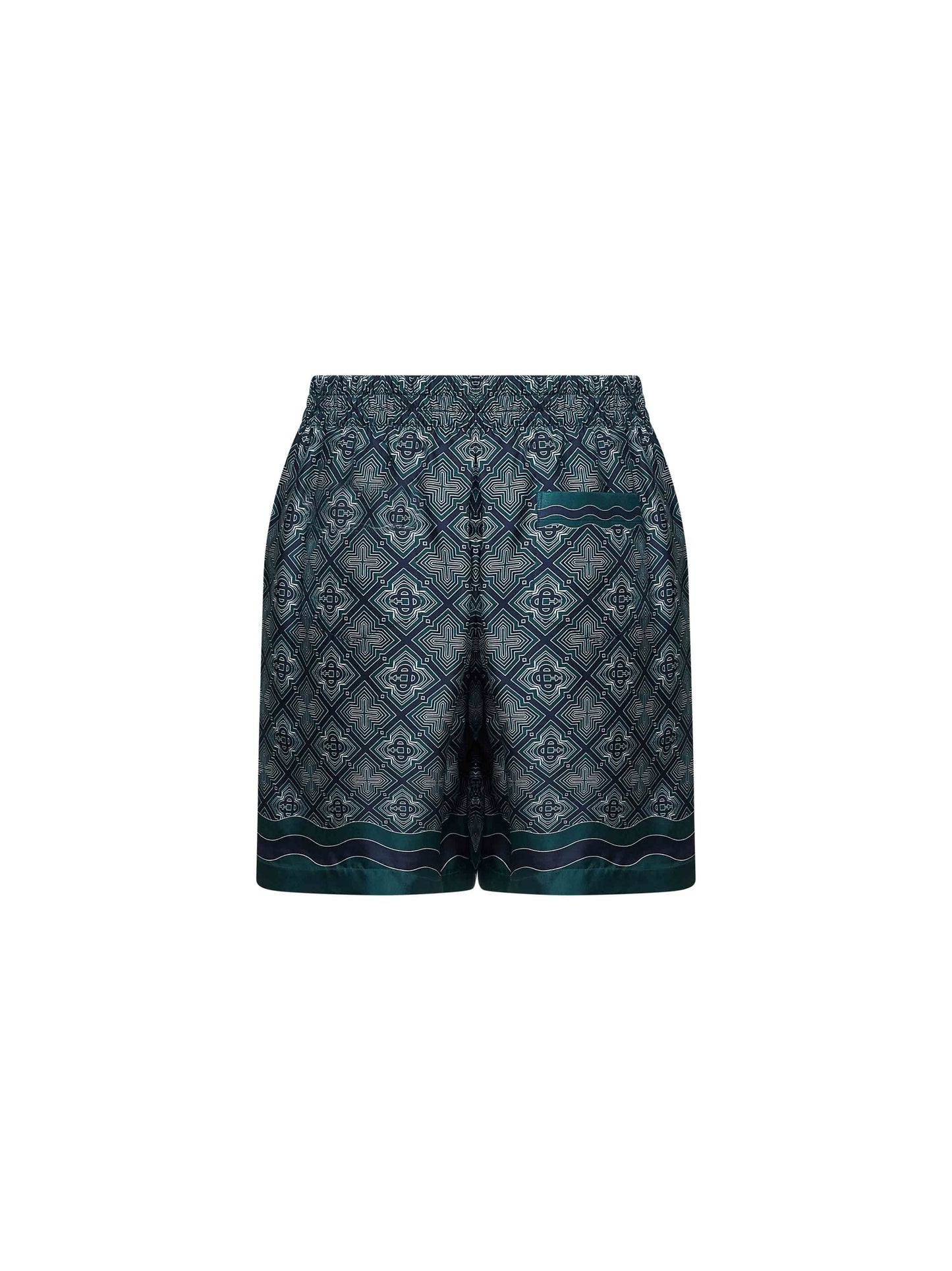 Casablanca Men Green Printed Silk Radiating Monogram Shorts CASABLANCA