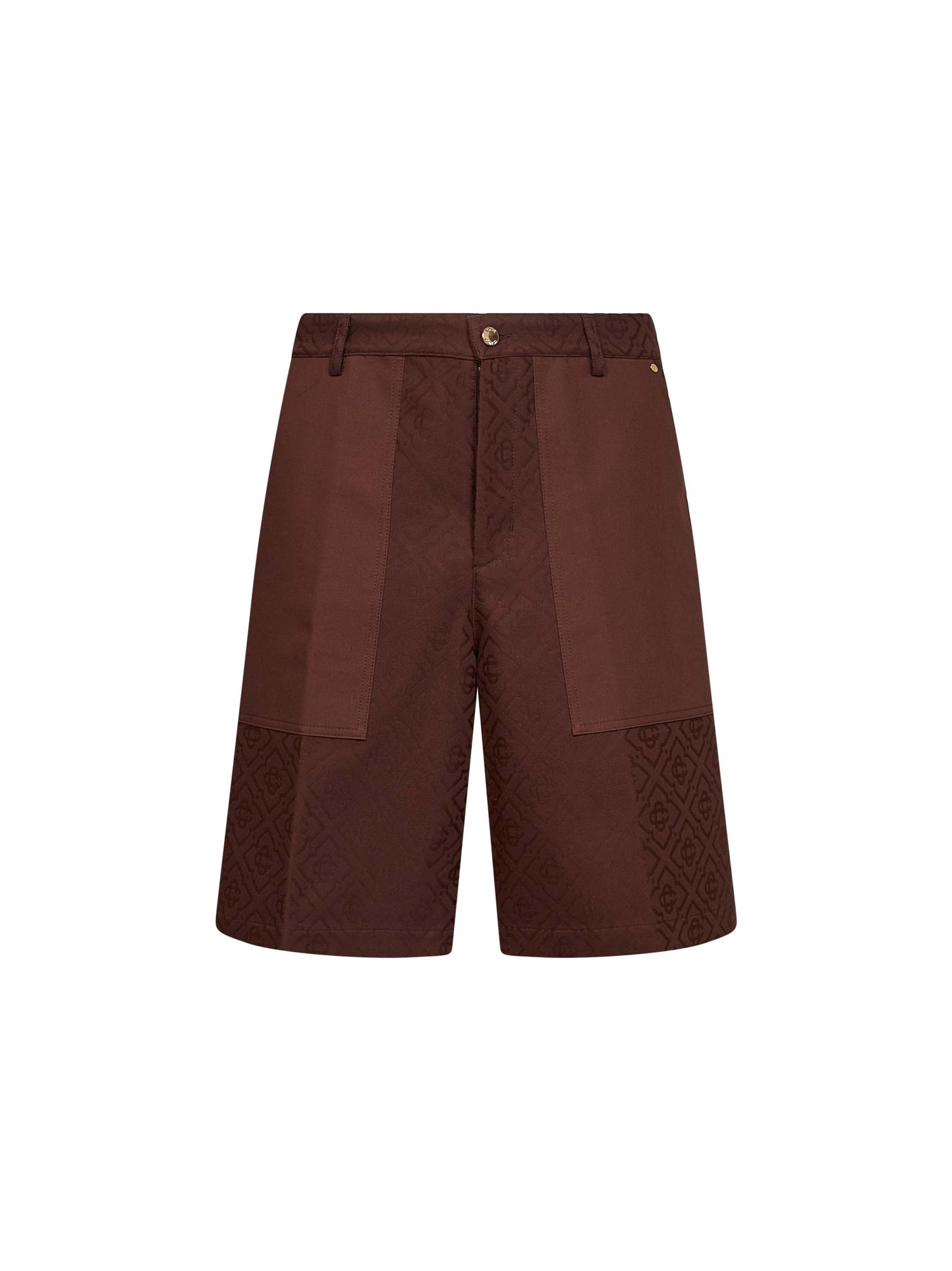 Casablanca Men Dark Brown Cotton Monogram Cargo Shorts CASABLANCA