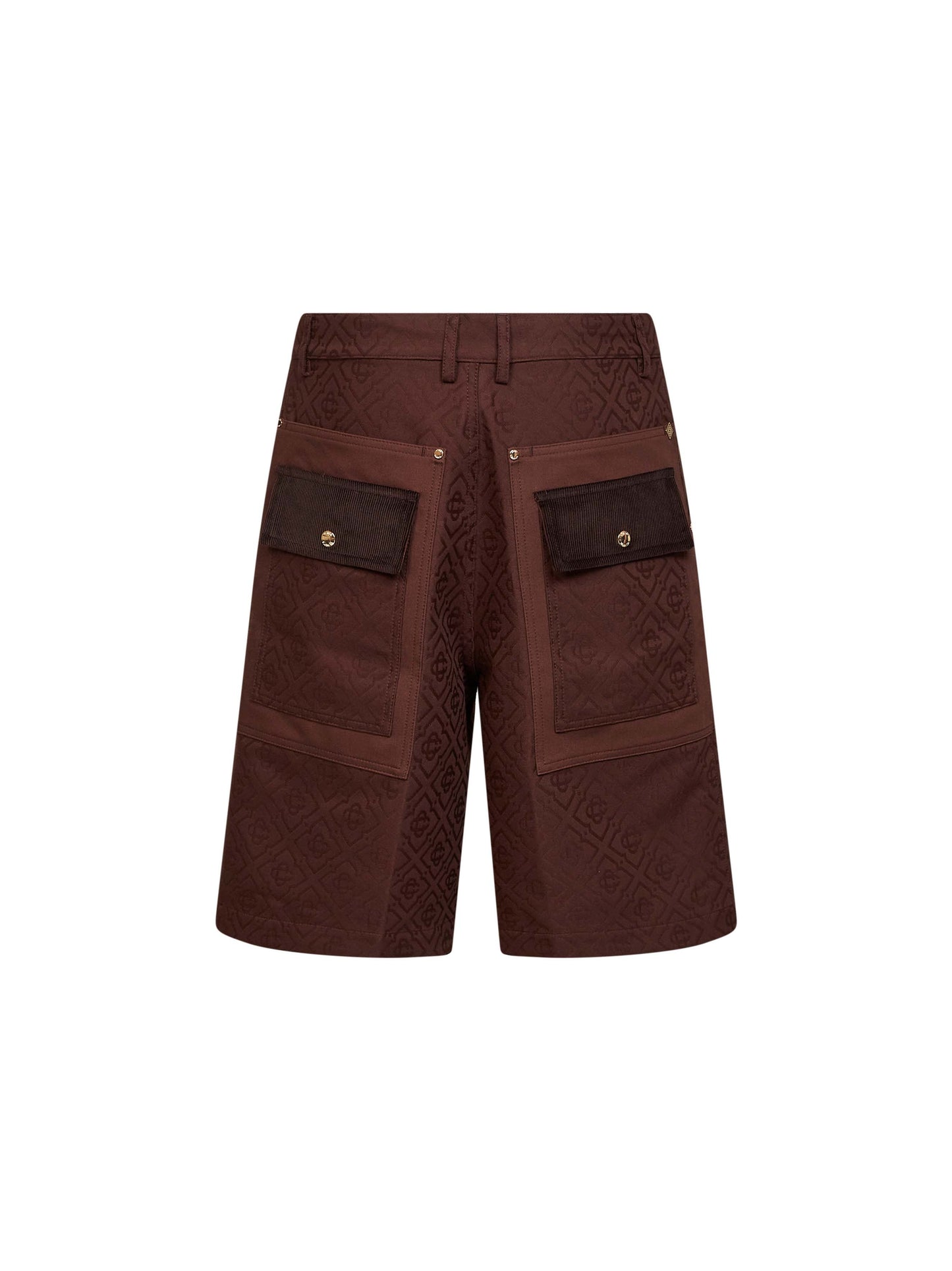 Casablanca Men Dark Brown Cotton Monogram Cargo Shorts CASABLANCA