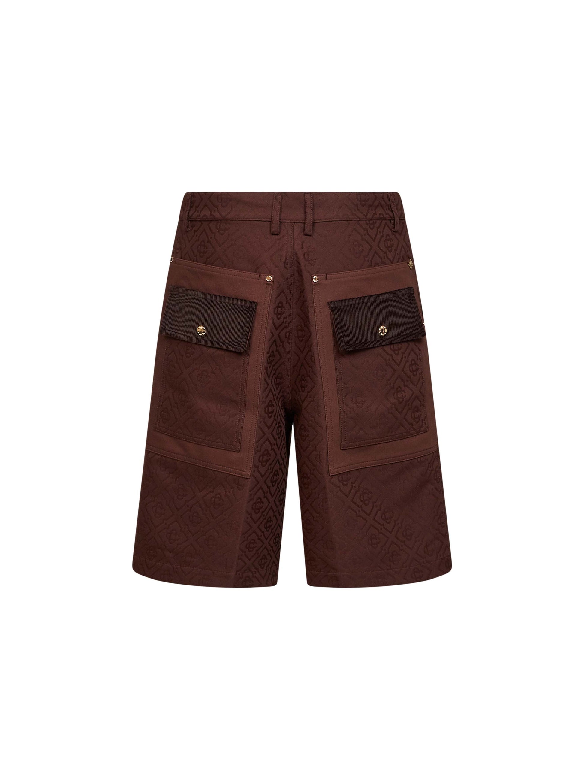 Casablanca Men Dark Brown Cotton Monogram Cargo Shorts CASABLANCA