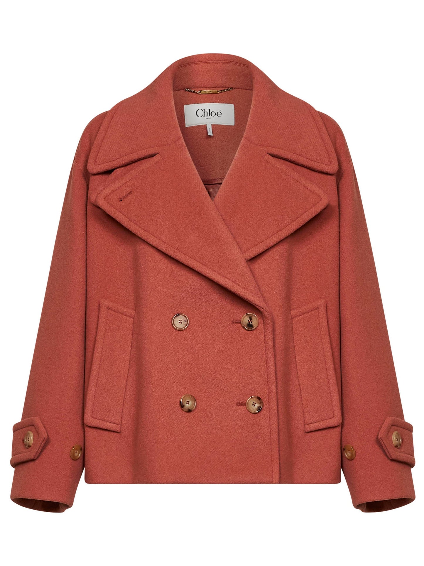 Chloé Women Cedar Pink Wool Blend Oversized Short Coat CHLOE