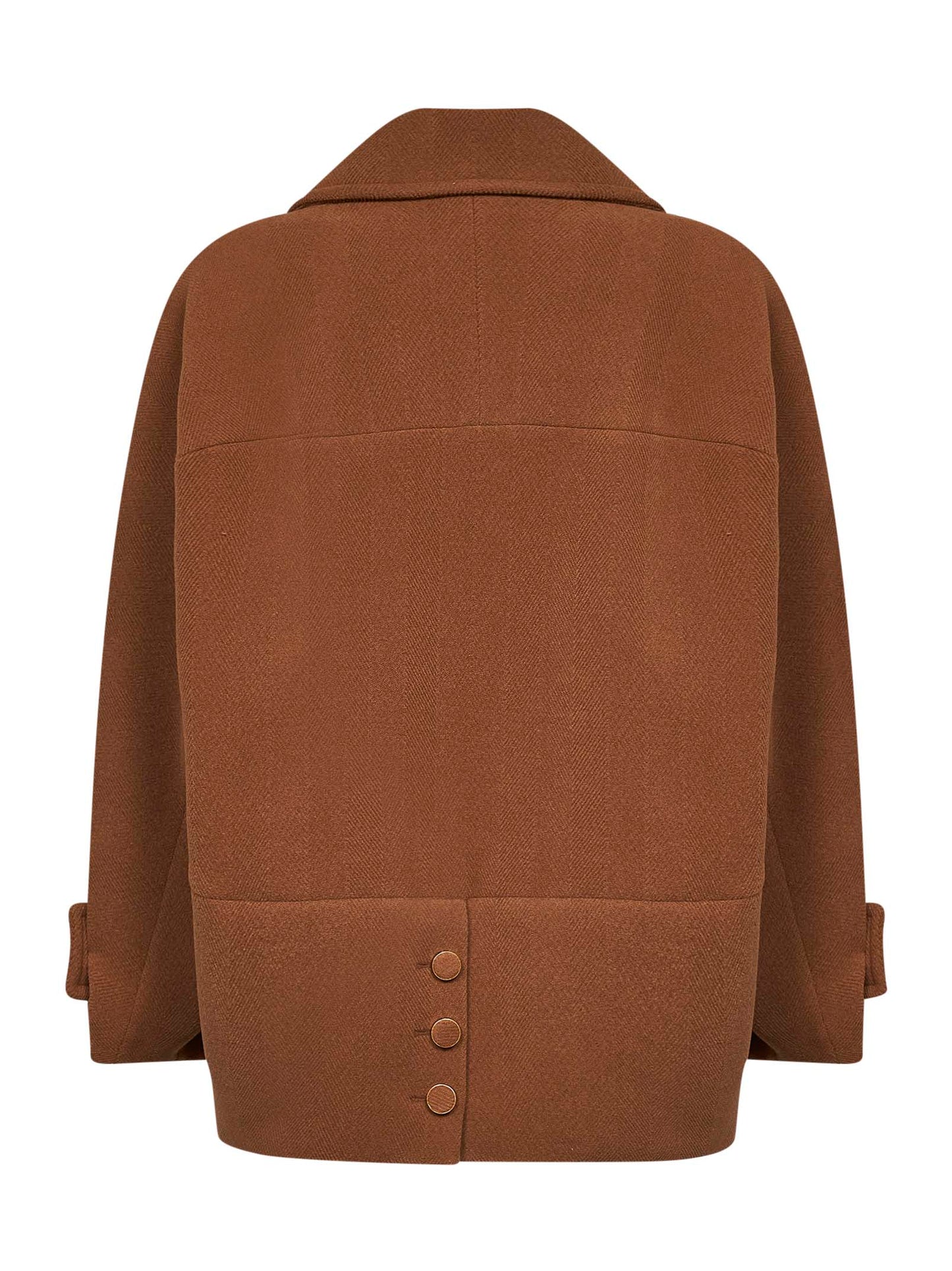 Chloé Women Dusty Camel Herringbone Wool Short Coat CHLOE