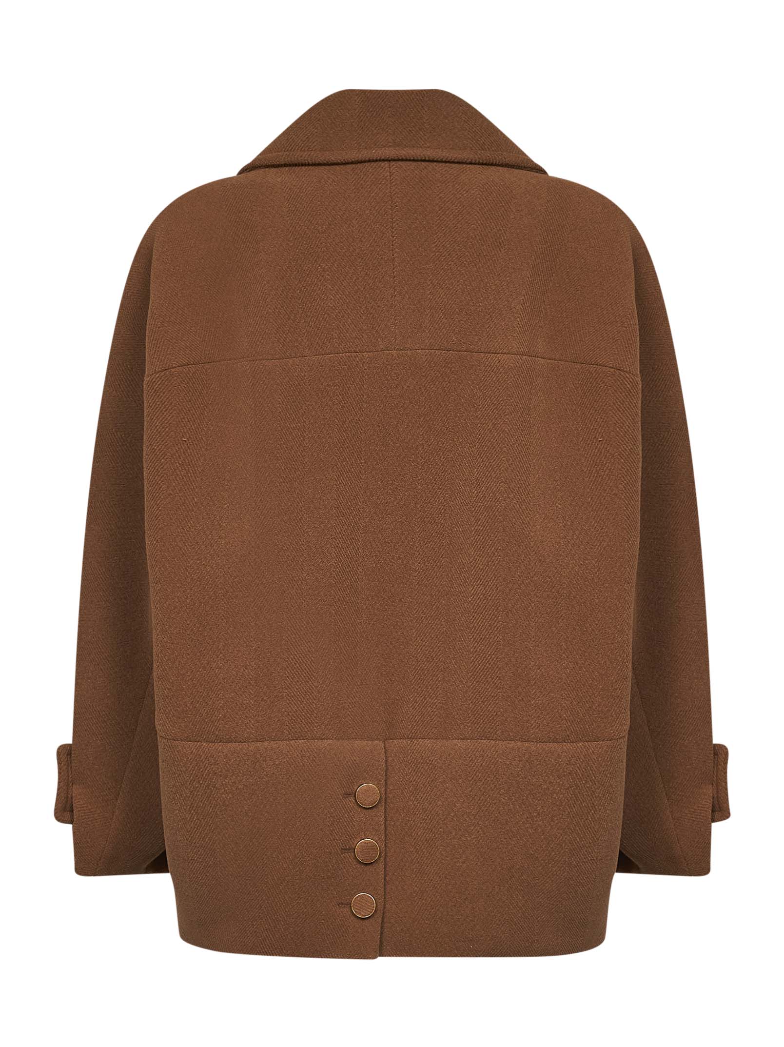 Chloé Women Dusty Camel Herringbone Wool Short Coat CHLOE