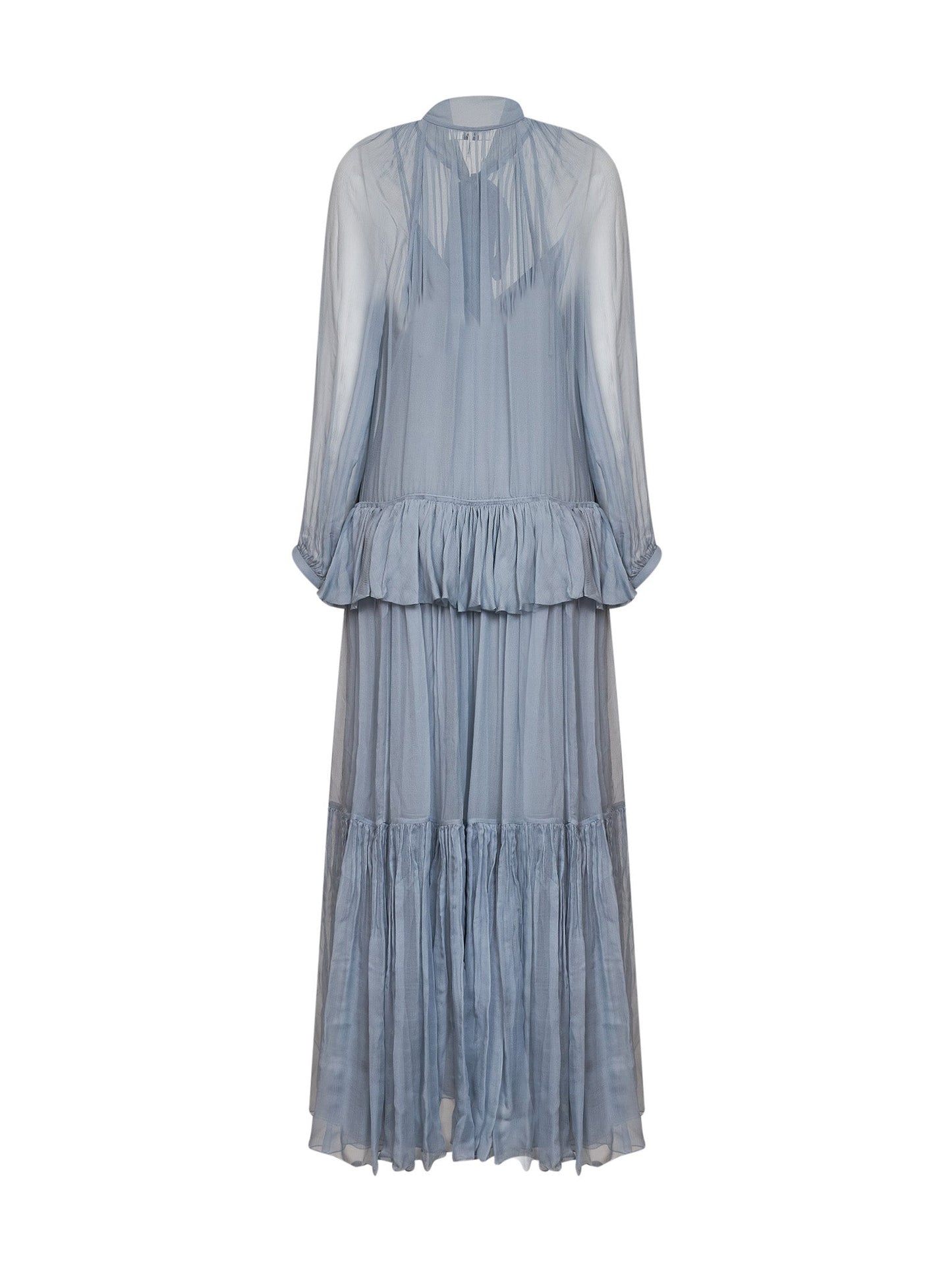 Chloé Women Light Blue Silk Muslin Fluid Maxi Dress CHLOE
