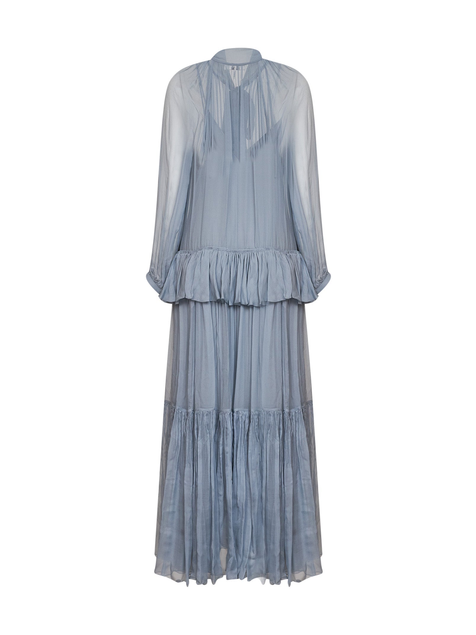 Chloé Women Light Blue Silk Muslin Fluid Maxi Dress CHLOE