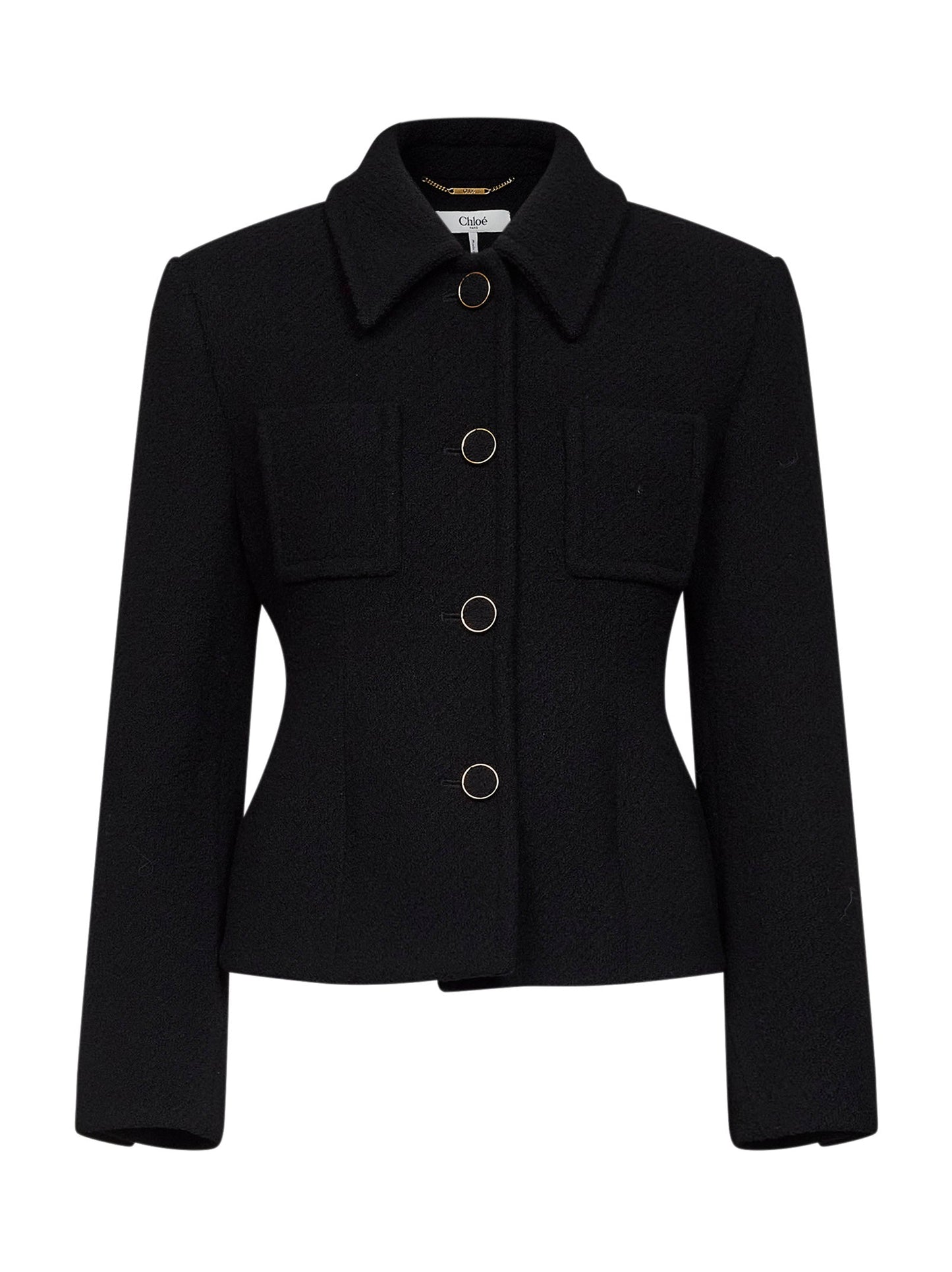 Chloé Women Black Wool Blend Bouclette Jacket CHLOE