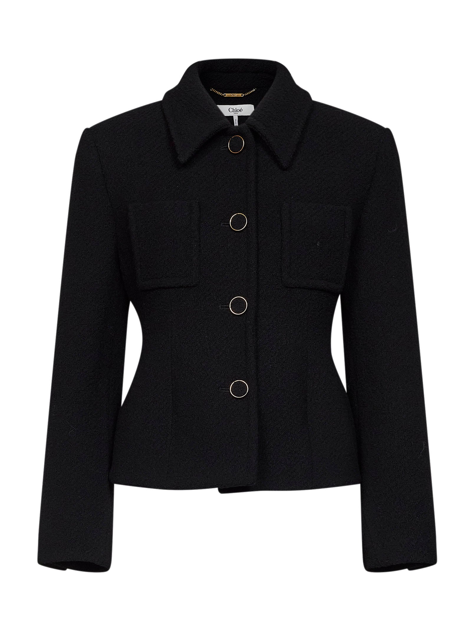 Chloé Women Black Wool Blend Bouclette Jacket CHLOE