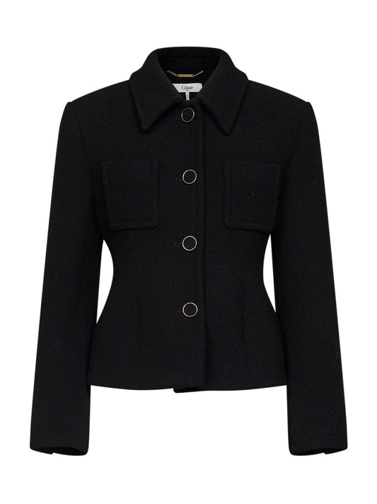 Chloé Women Black Wool Blend Bouclette Jacket