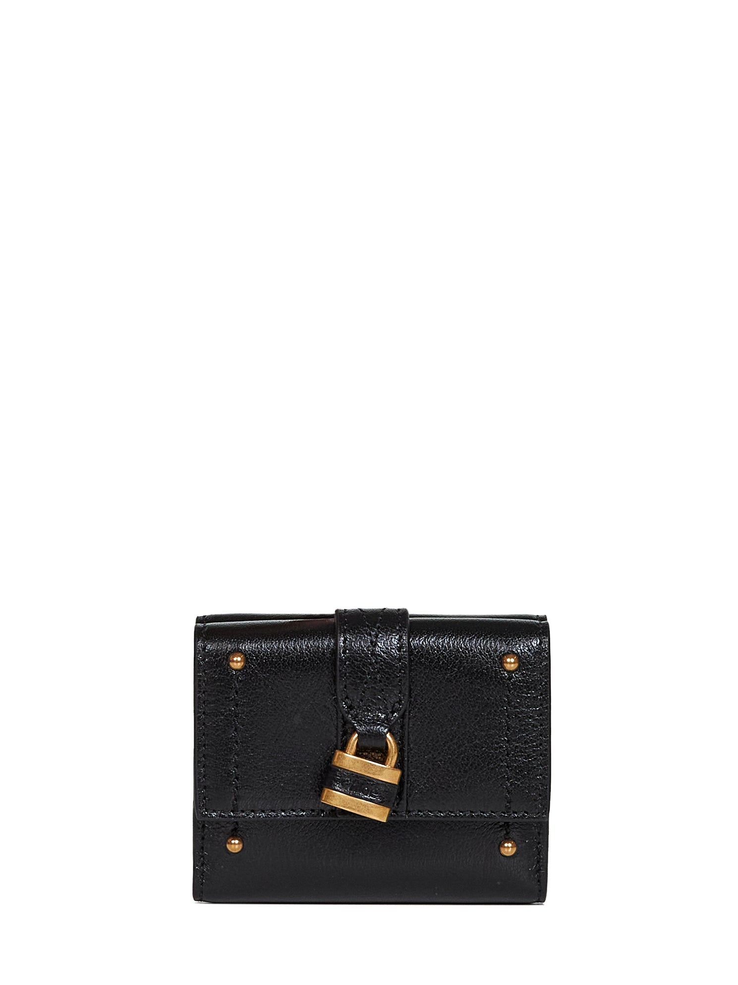 Chloé Women Black Paddington Mini Tri-Fold Wallet CHLOE