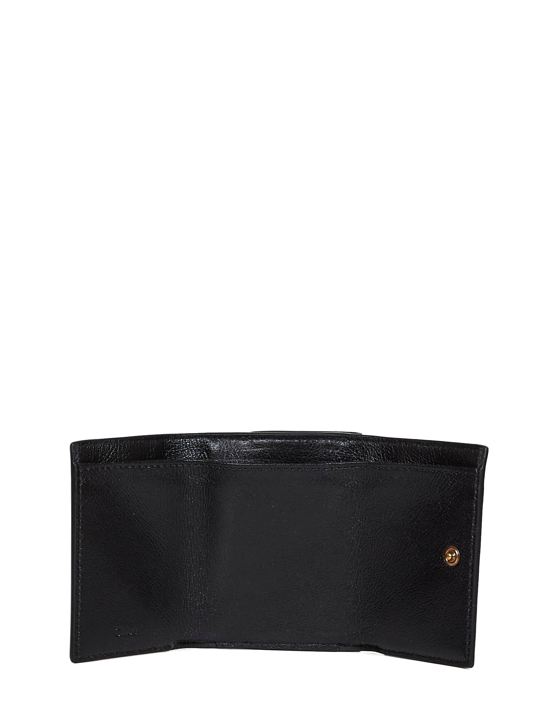 Chloé Women Black Paddington Mini Tri-Fold Wallet CHLOE