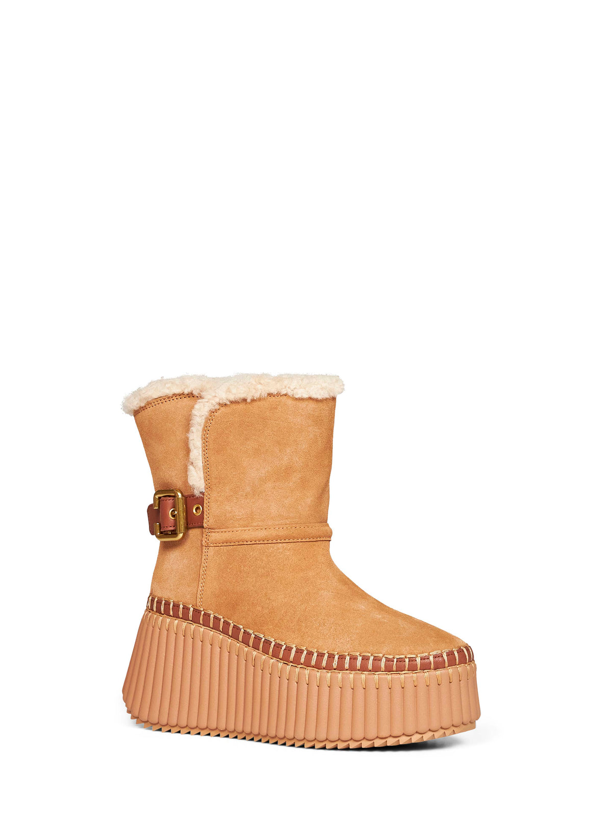 Chloé Women Pottery Brown Suede Cowhide Nama Ankle Boots CHLOE