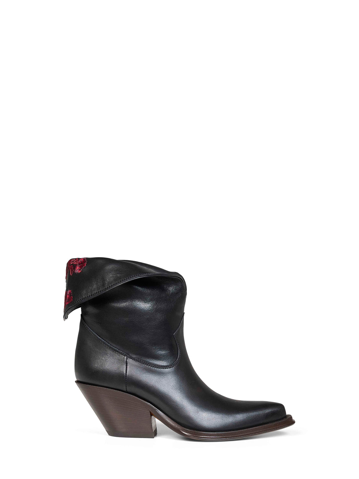 Chloé Women Black Semi-Shiny Calfskin Leather Azelan Ankle Boots CHLOE