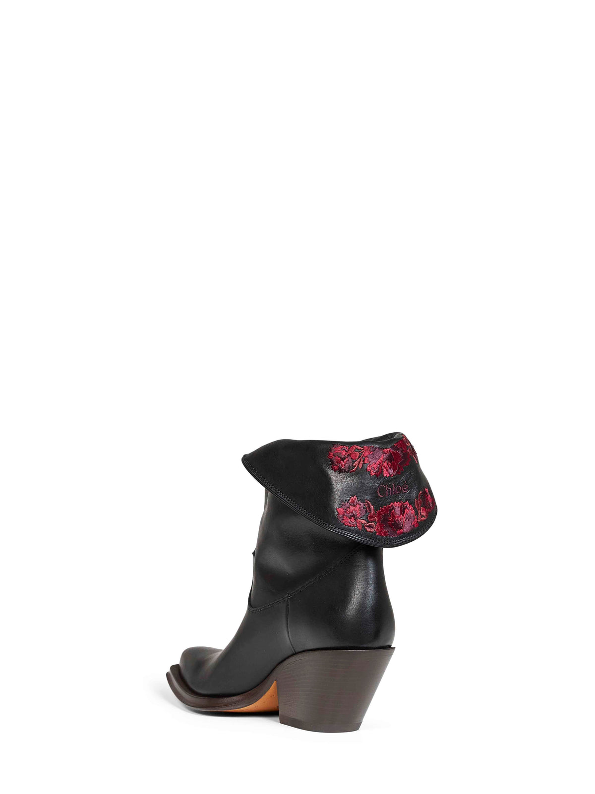 Chloé Women Black Semi-Shiny Calfskin Leather Azelan Ankle Boots CHLOE