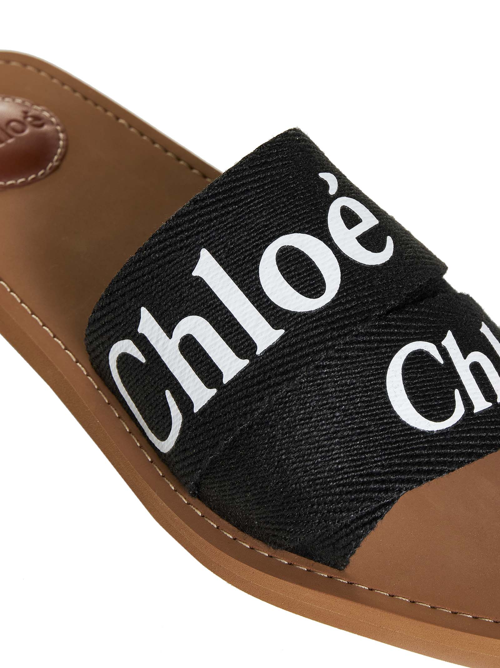 Chloé Women Woody Linen Flat Sandals CHLOE