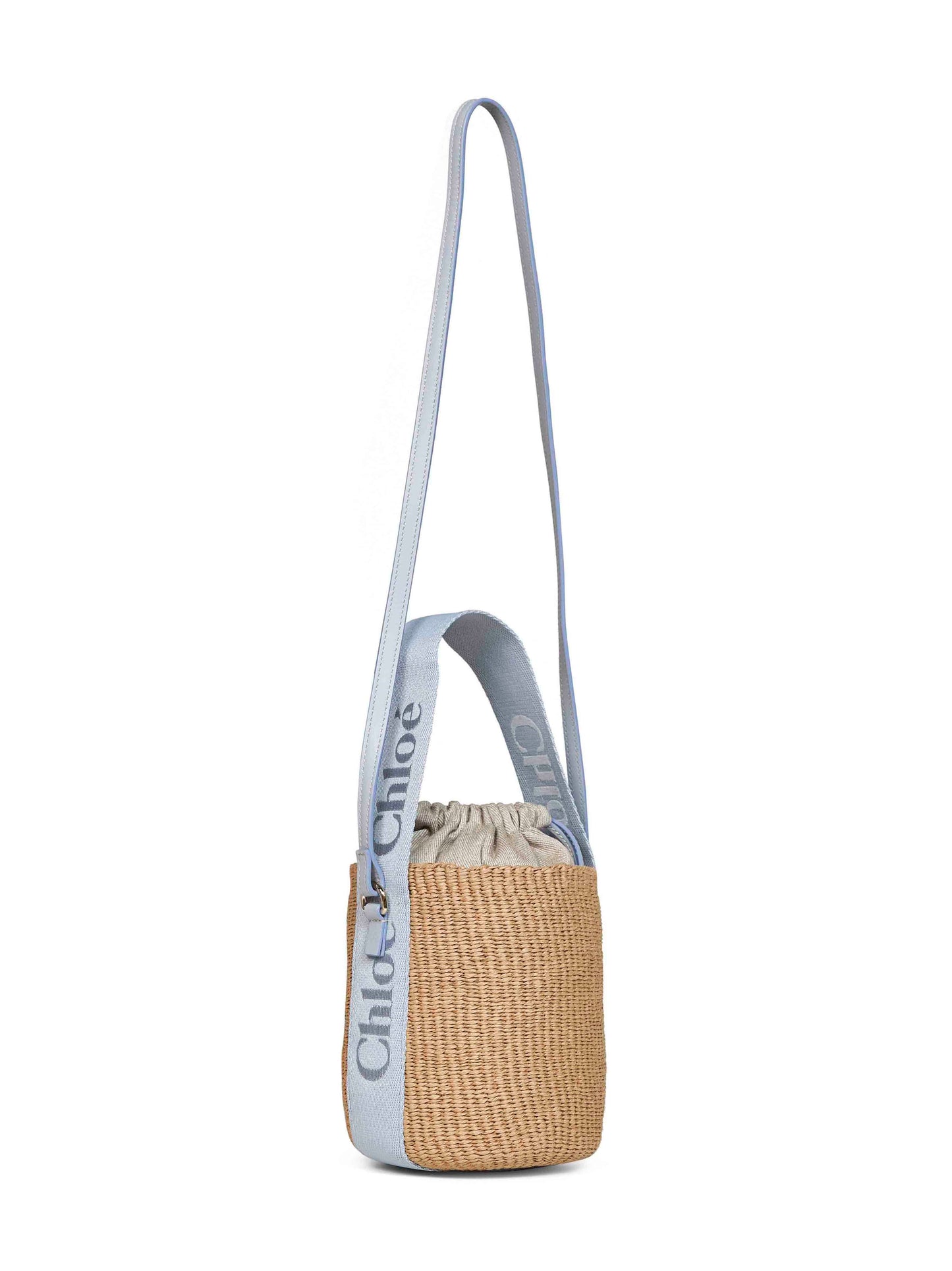 Chloé Women Greyish Blue Woody Small Basket Bag CHLOE
