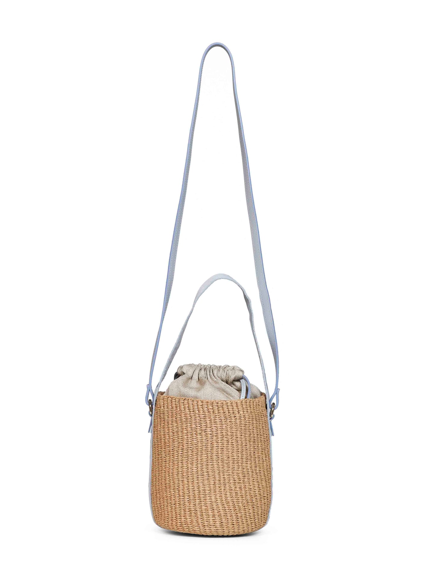 Chloé Women Greyish Blue Woody Small Basket Bag CHLOE