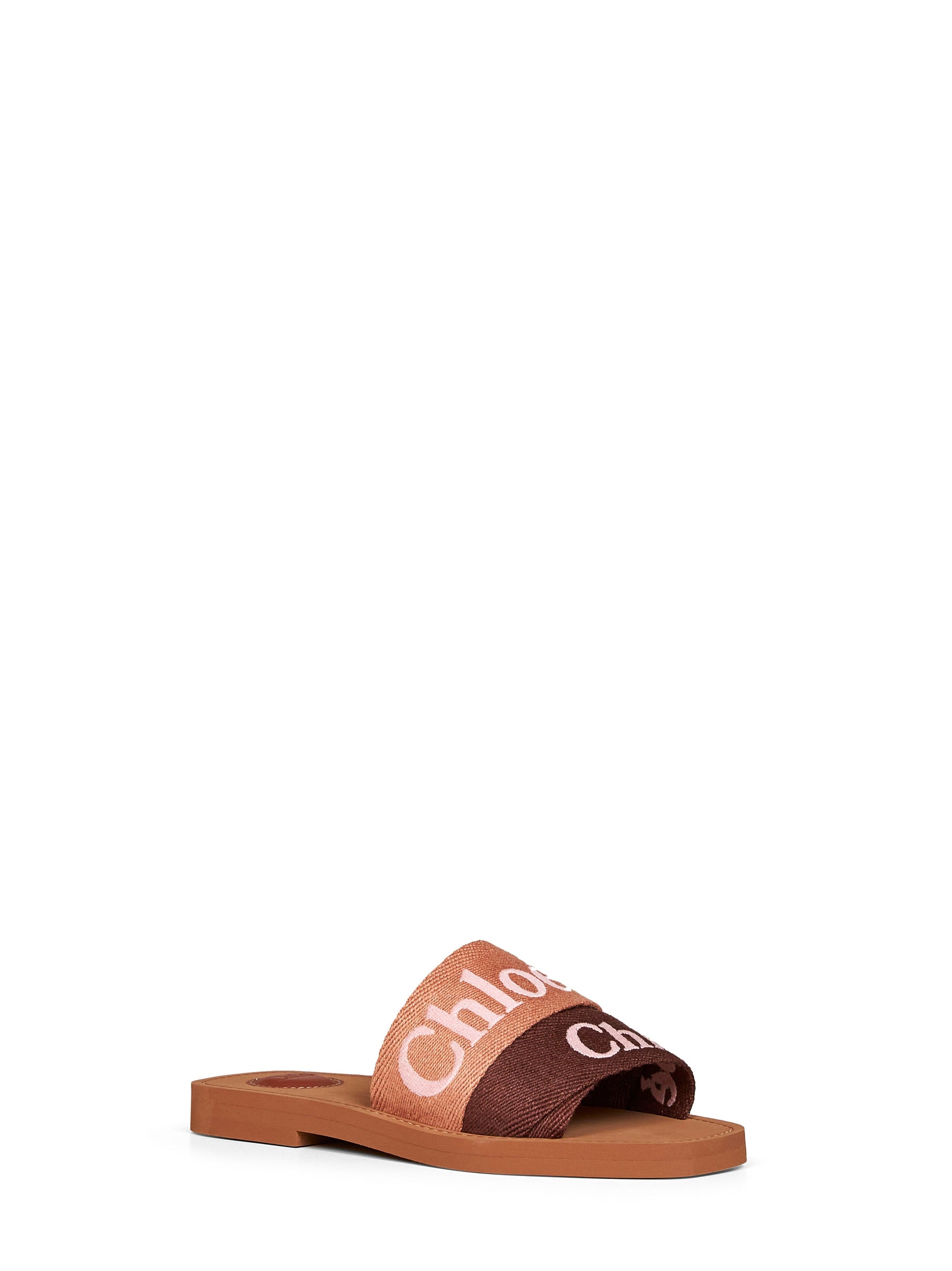 Chloé Women Coffee And Pink Woody Flat Sandals CHLOE