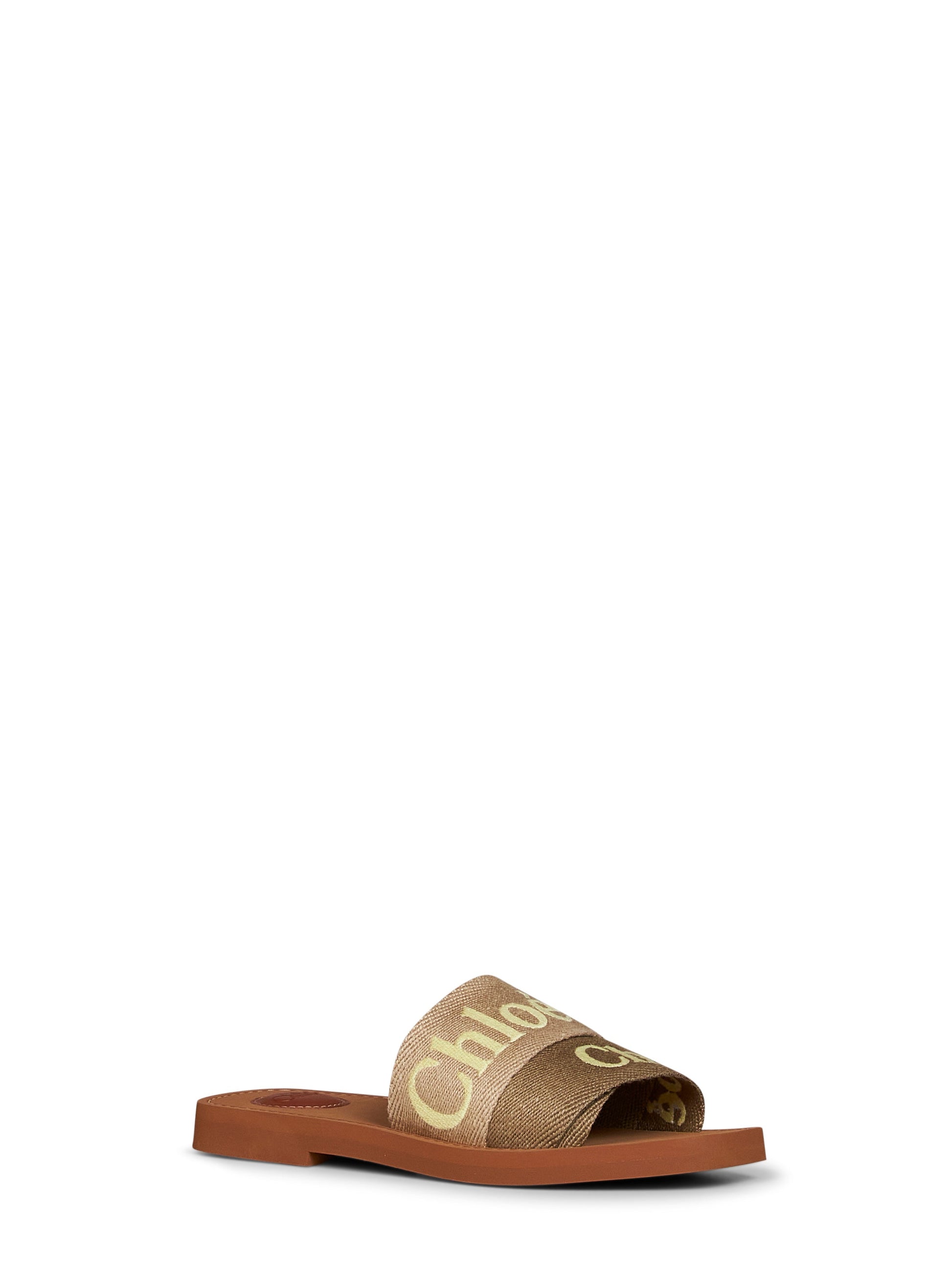 Chloé Women Sand And Yellow Woody Flat Sandals CHLOE