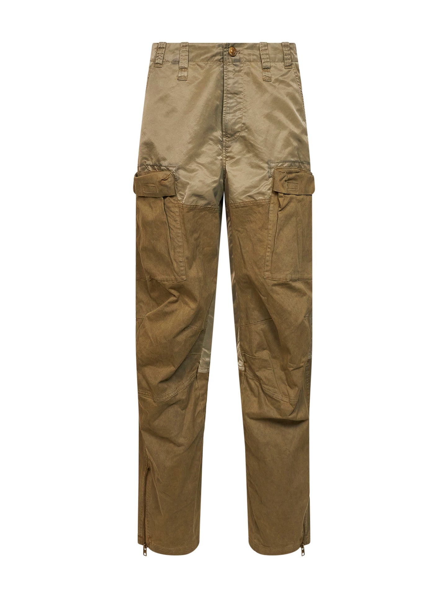 Diesel Women Khaki Stretch Cotton And Nylon P-Parker Cargo Trousers DIESEL