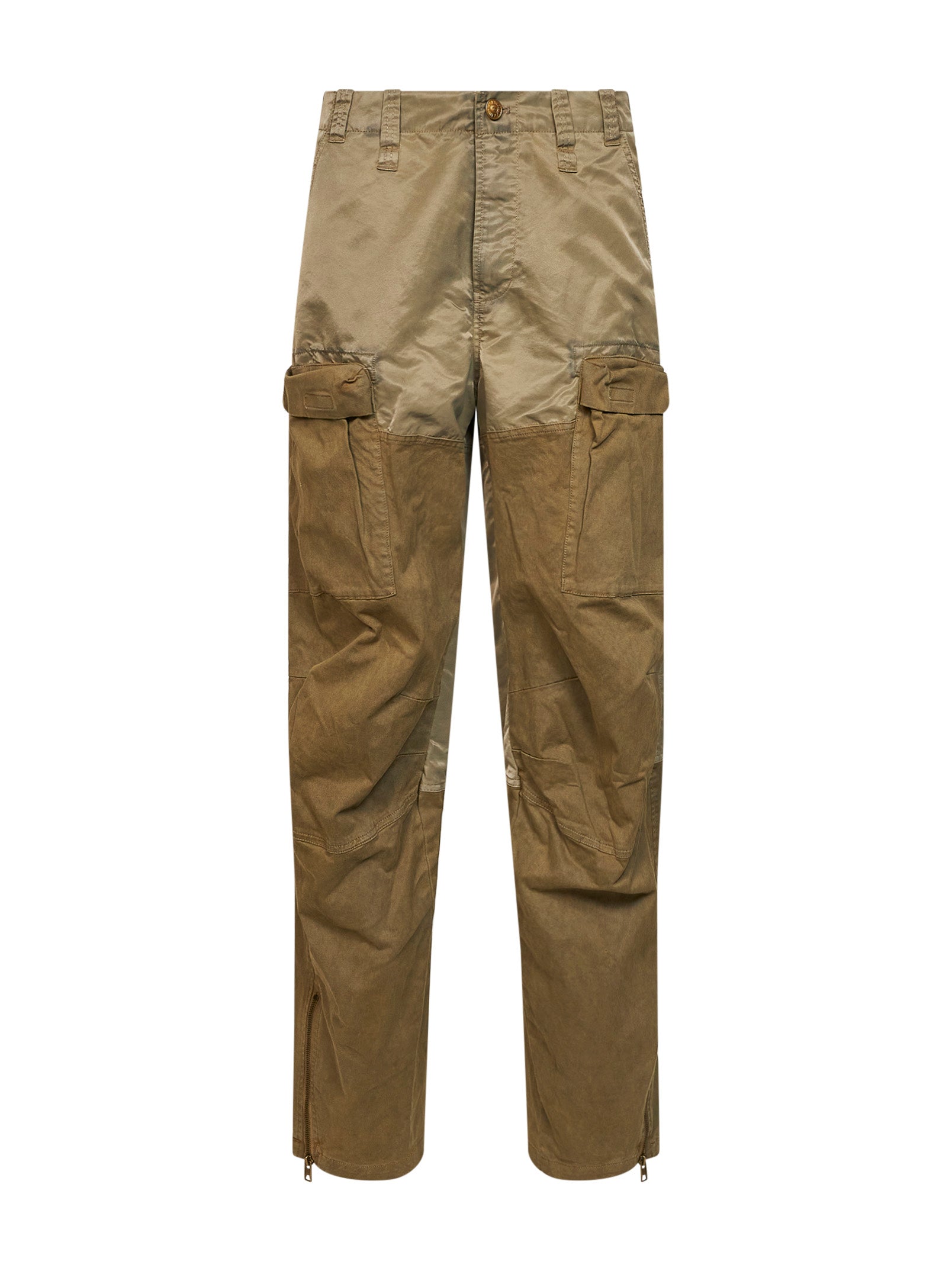 Diesel Women Khaki Stretch Cotton And Nylon P-Parker Cargo Trousers DIESEL