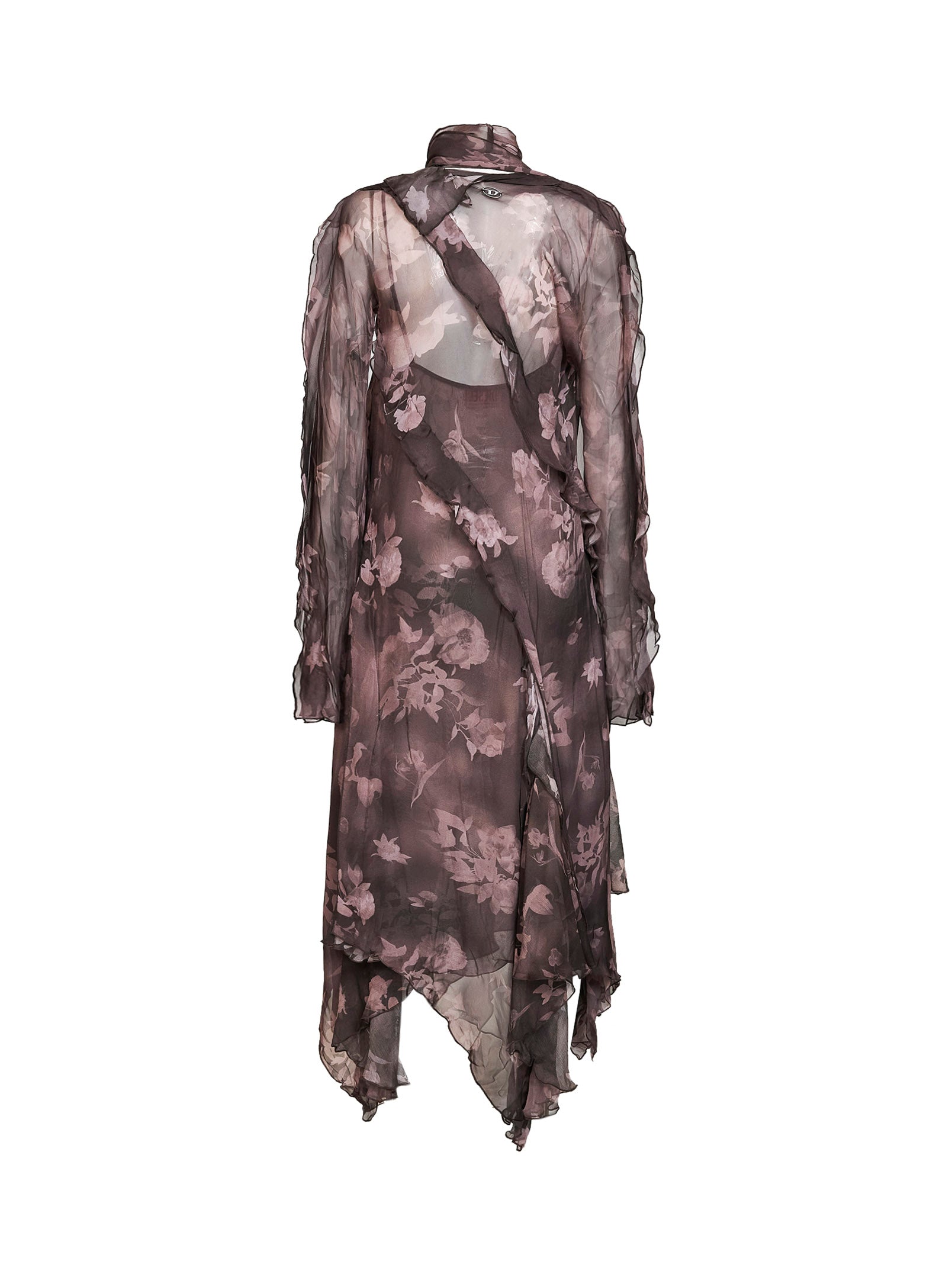Diesel Women Brown Chiffon And Crêpe D-Riadi Asymmetric Midi Dress DIESEL