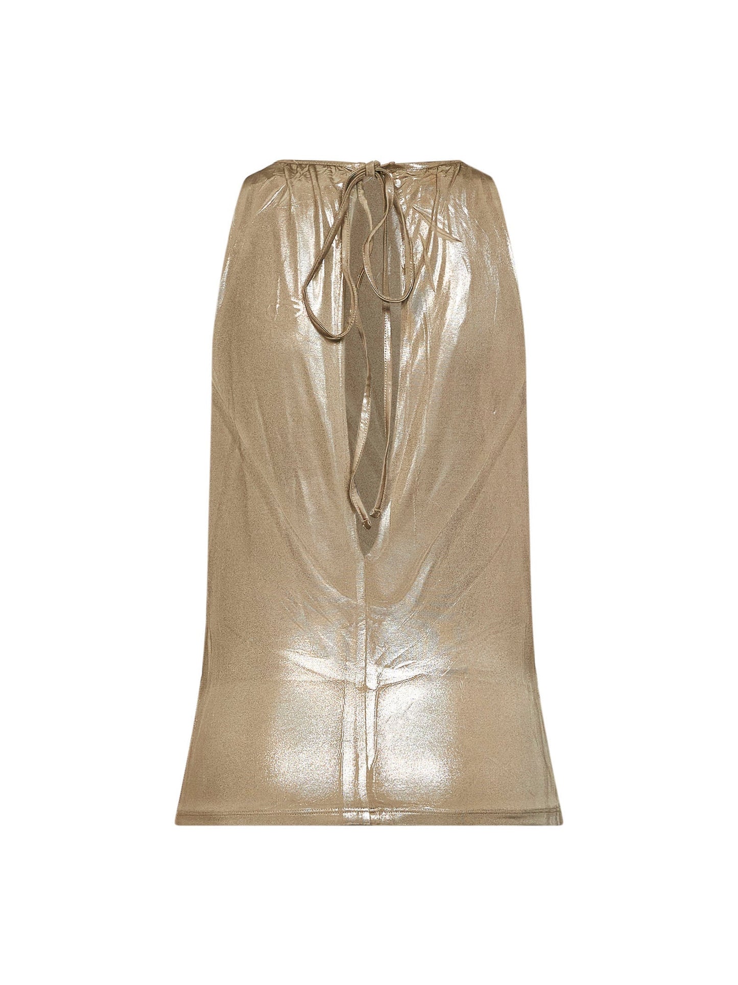 Diesel Women Gold Metallic Stretch Jersey T-Dyvyny Top DIESEL