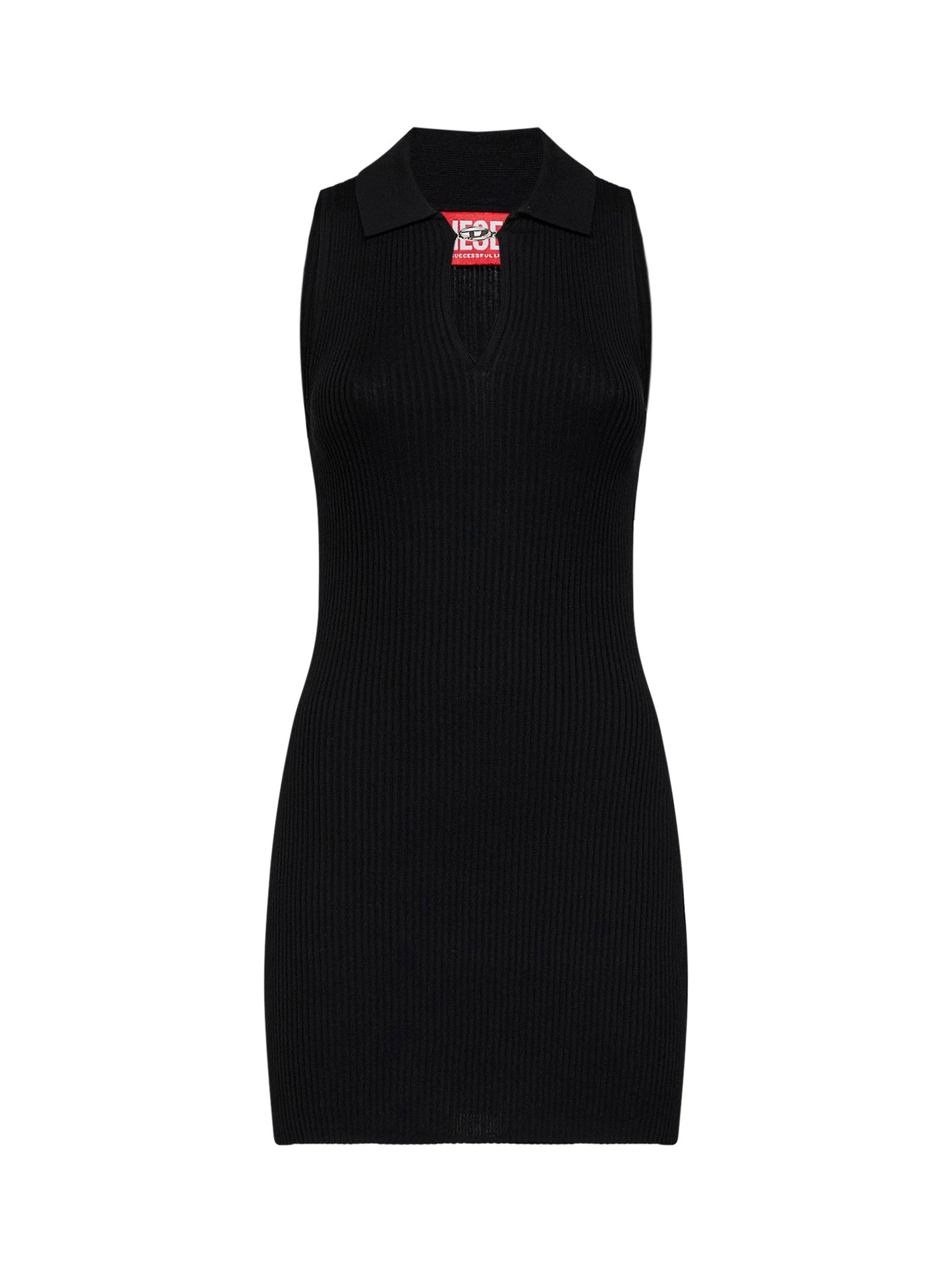 Diesel Women Black Ribbed Knit M-Lilma Mini Dress DIESEL