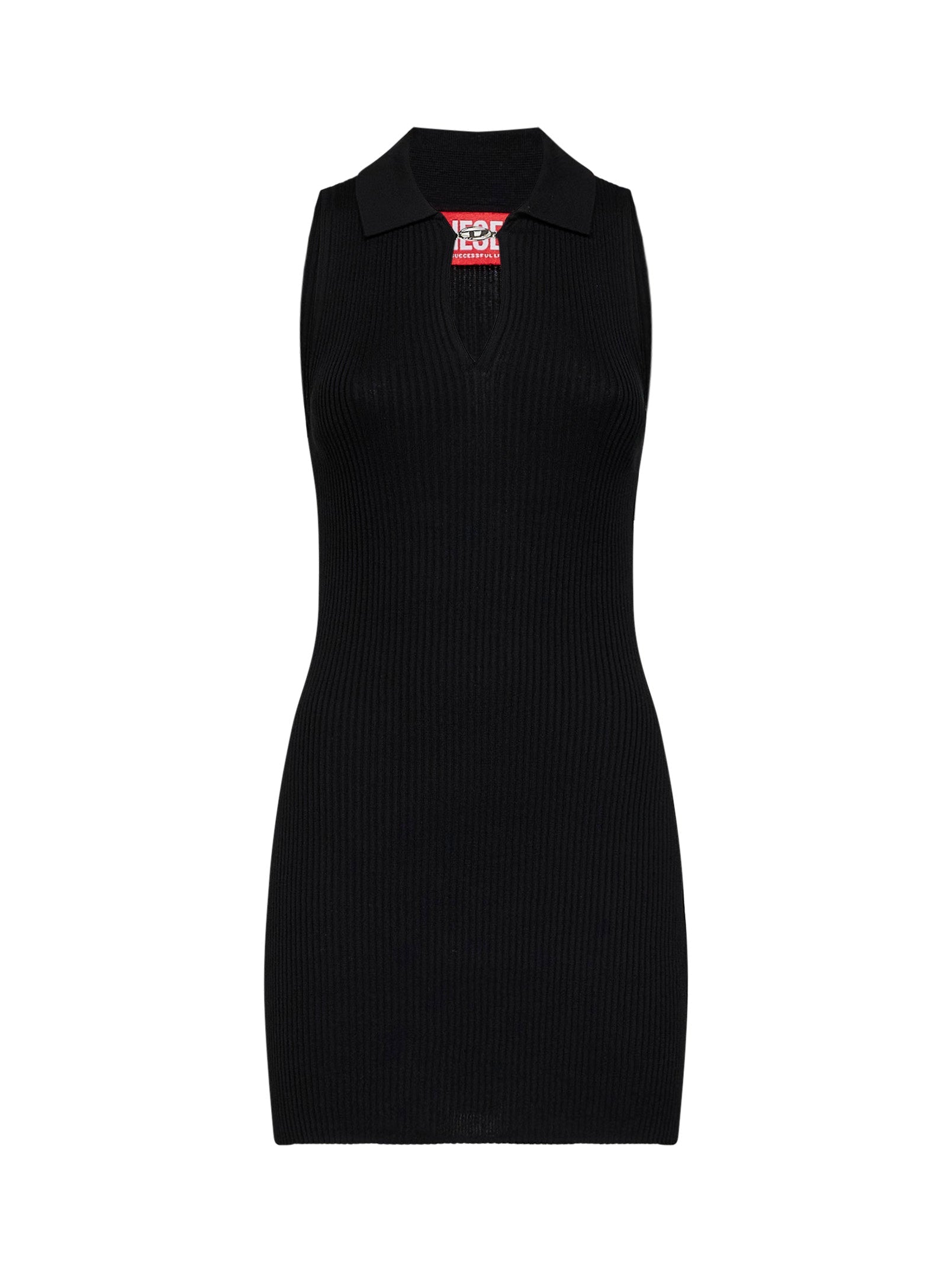 Diesel Women Black Ribbed Knit M-Lilma Mini Dress DIESEL