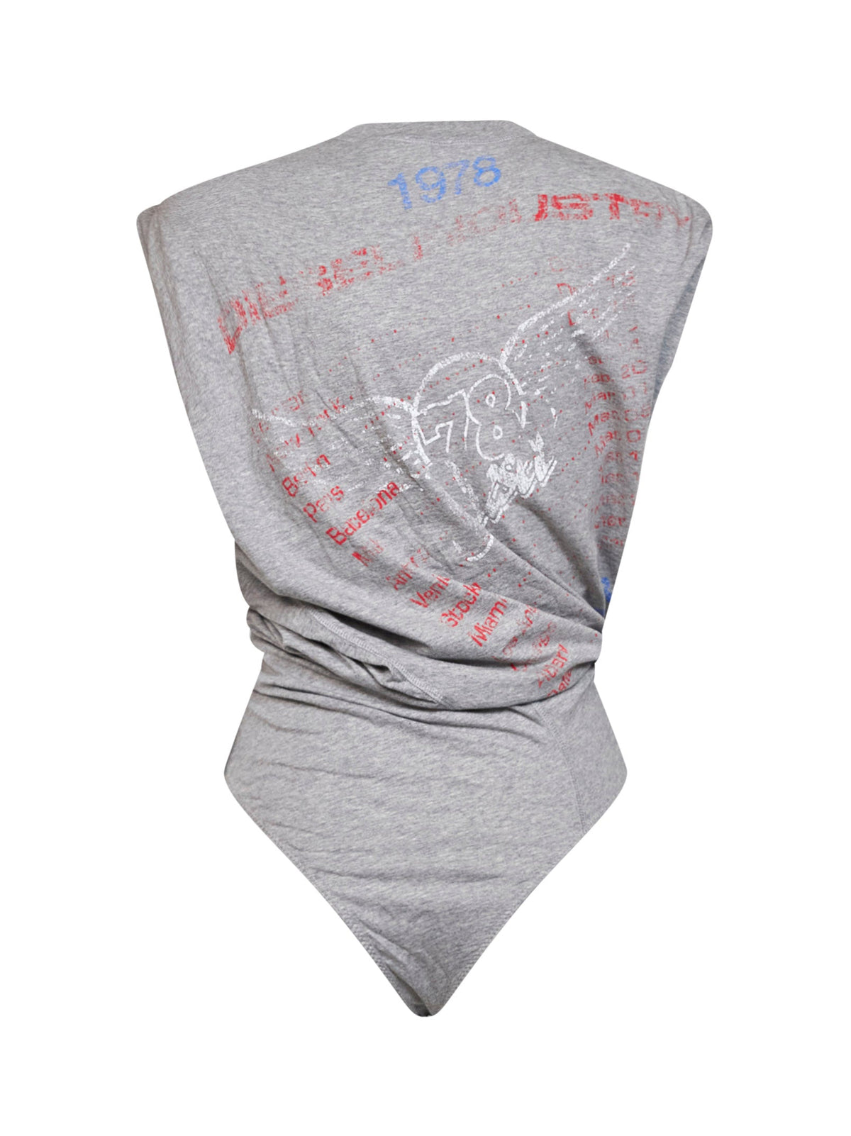 Diesel Women Grey Cotton Jersey T-Noby Printed Bodysuit DIESEL