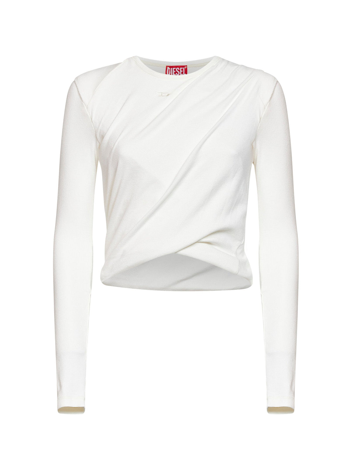Diesel Women White Ribbed Jersey T-Asay-Pl Long-Sleeved T-Shirt DIESEL