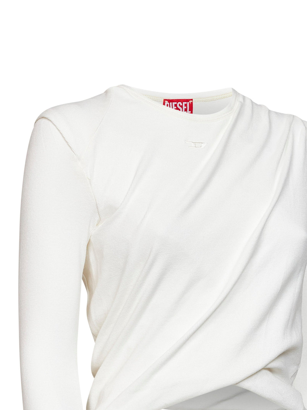 Diesel Women White Ribbed Jersey T-Asay-Pl Long-Sleeved T-Shirt DIESEL