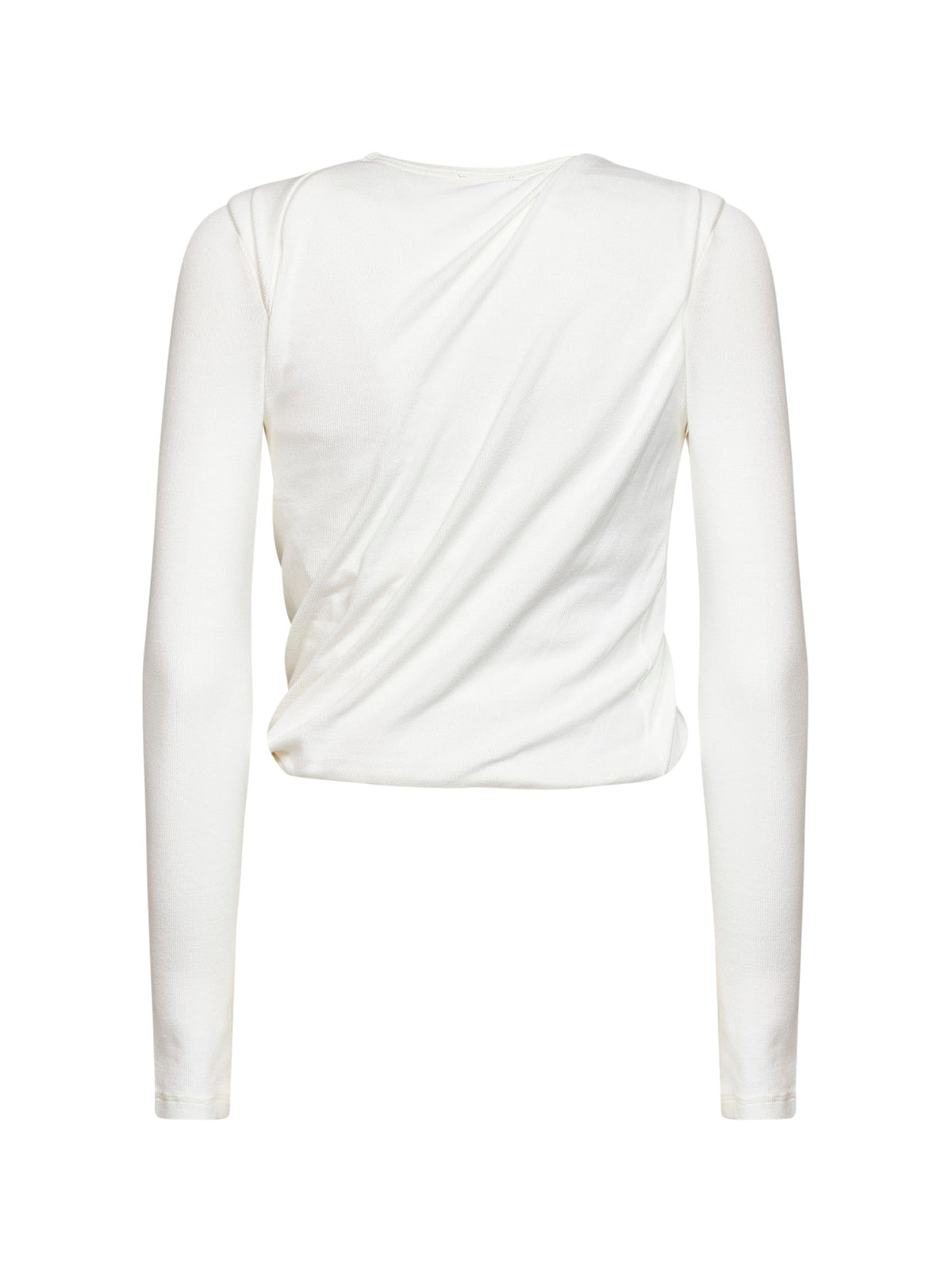 Diesel Women White Ribbed Jersey T-Asay-Pl Long-Sleeved T-Shirt DIESEL