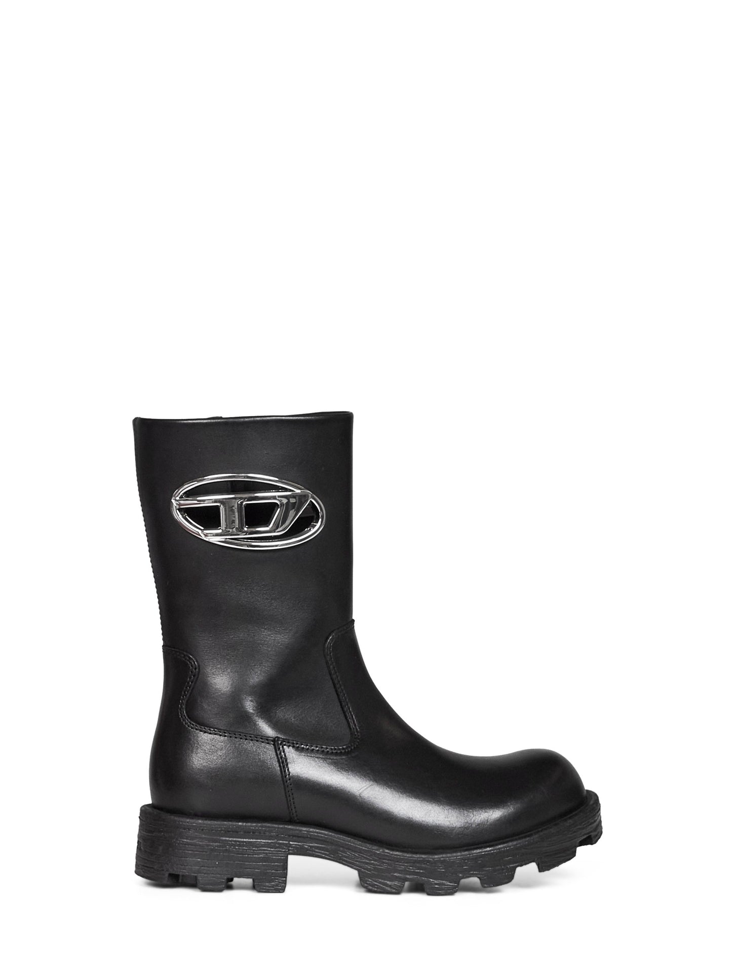 Diesel Women Black D-Hammer Cut-Out Biker Boots DIESEL