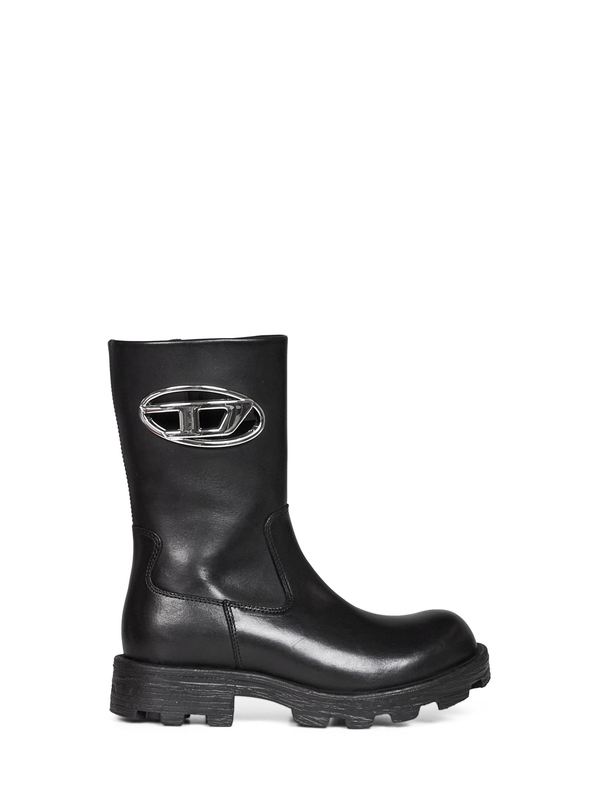 Diesel Women Black D-Hammer Cut-Out Biker Boots DIESEL