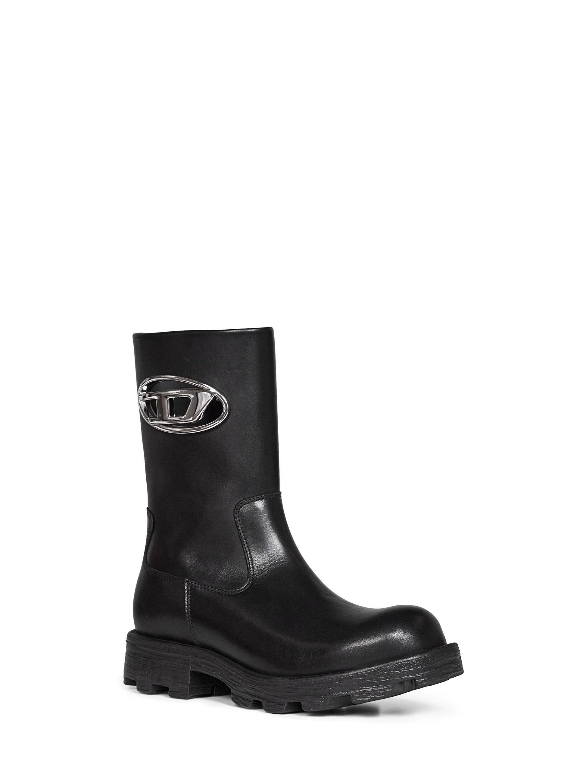 Diesel Women Black D-Hammer Cut-Out Biker Boots DIESEL