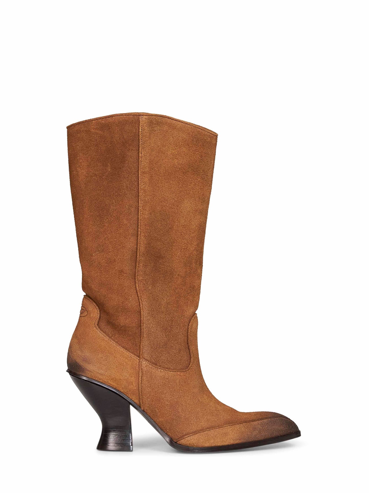 Diesel Women Brown Suede D-Luffy-75-Tube Boots DIESEL