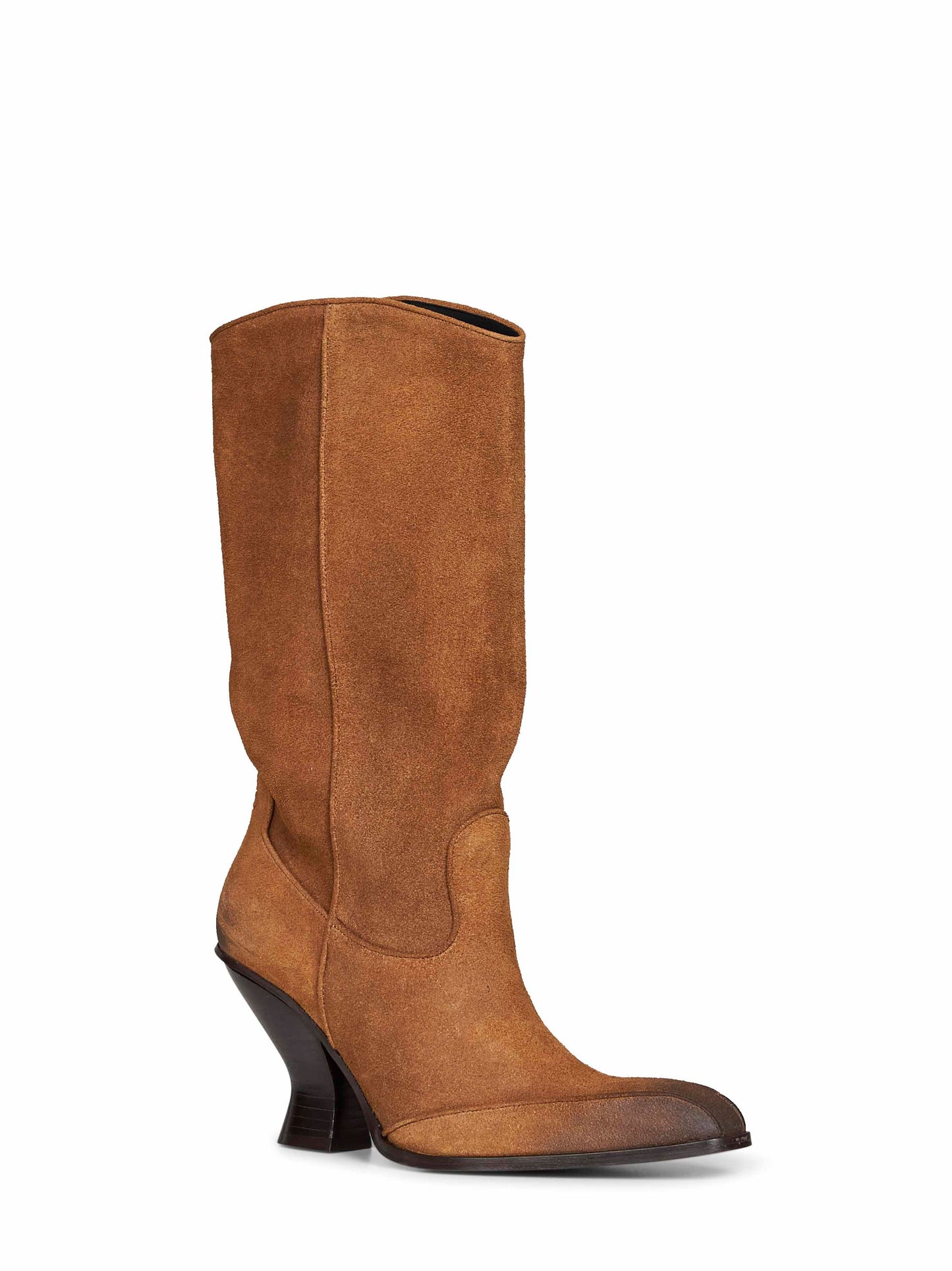 Diesel Women Brown Suede D-Luffy-75-Tube Boots DIESEL