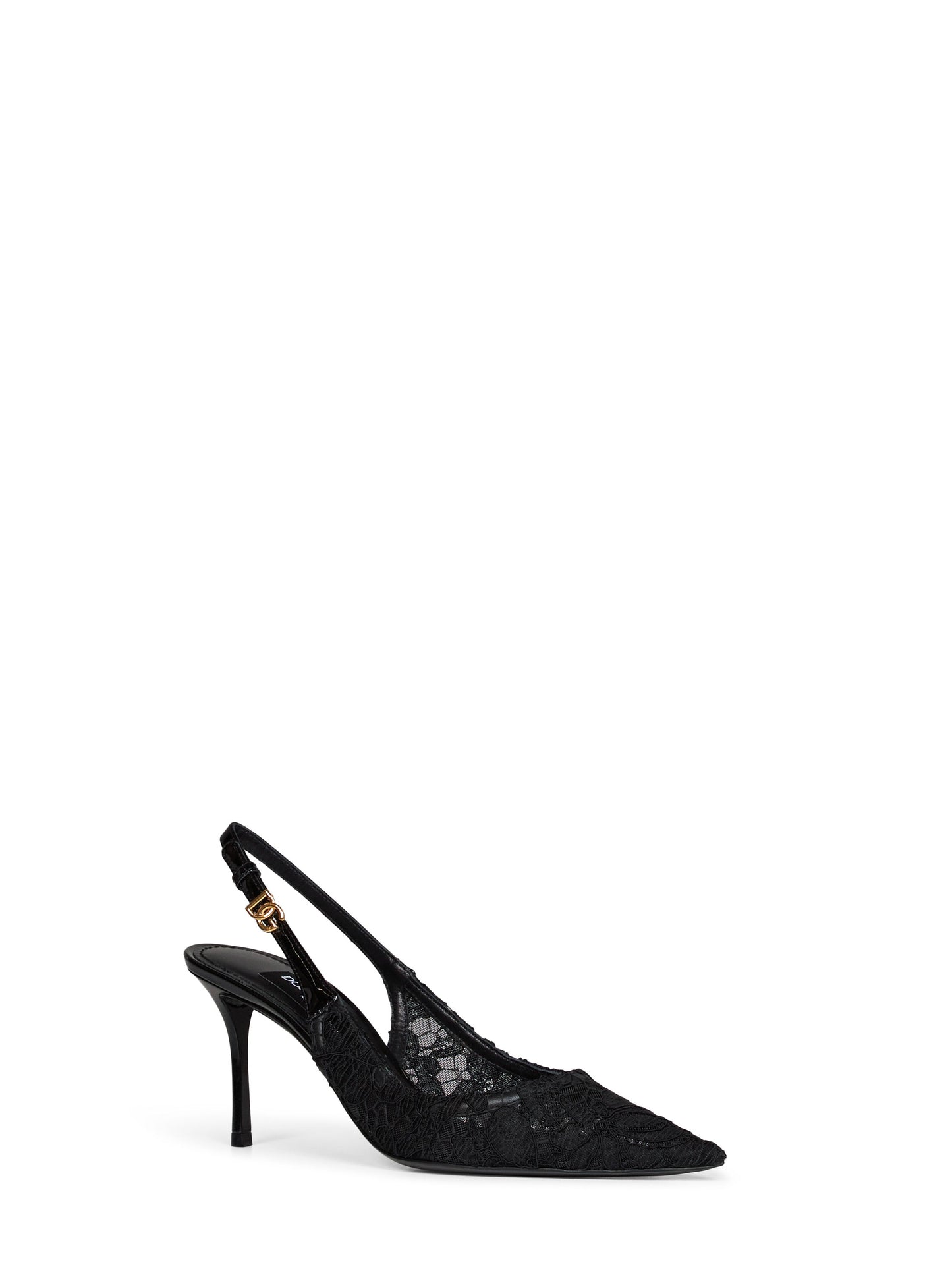 Dolce & Gabbana Women Black Taormina Lace And Patent Leather Slingback Pumps DOLCE & GABBANA