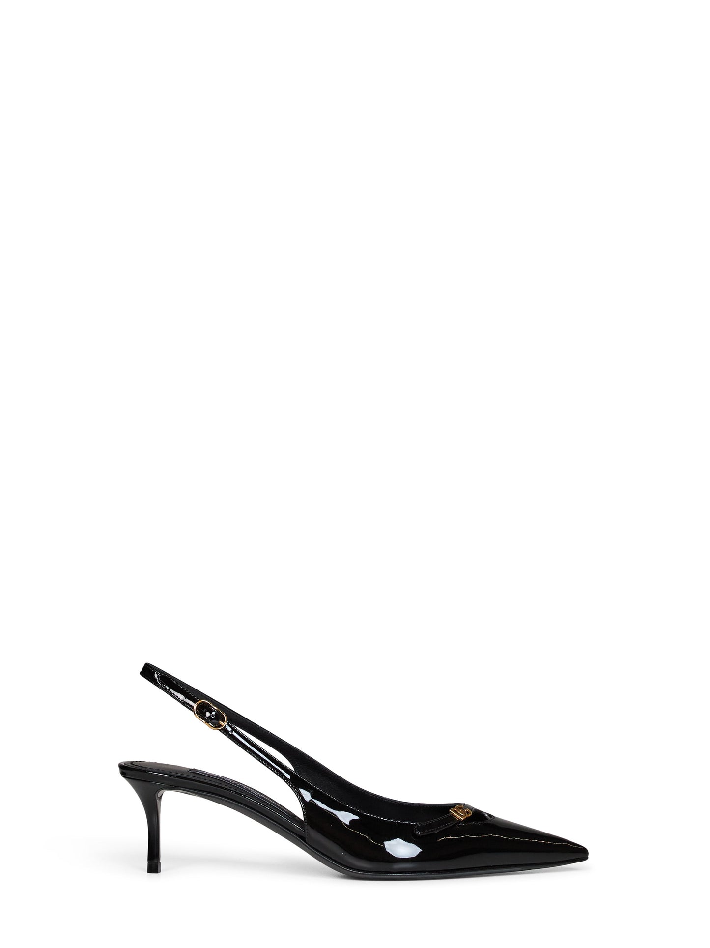 Dolce & Gabbana Women Black Patent Leather Slingback Pumps With Dg Logo DOLCE & GABBANA