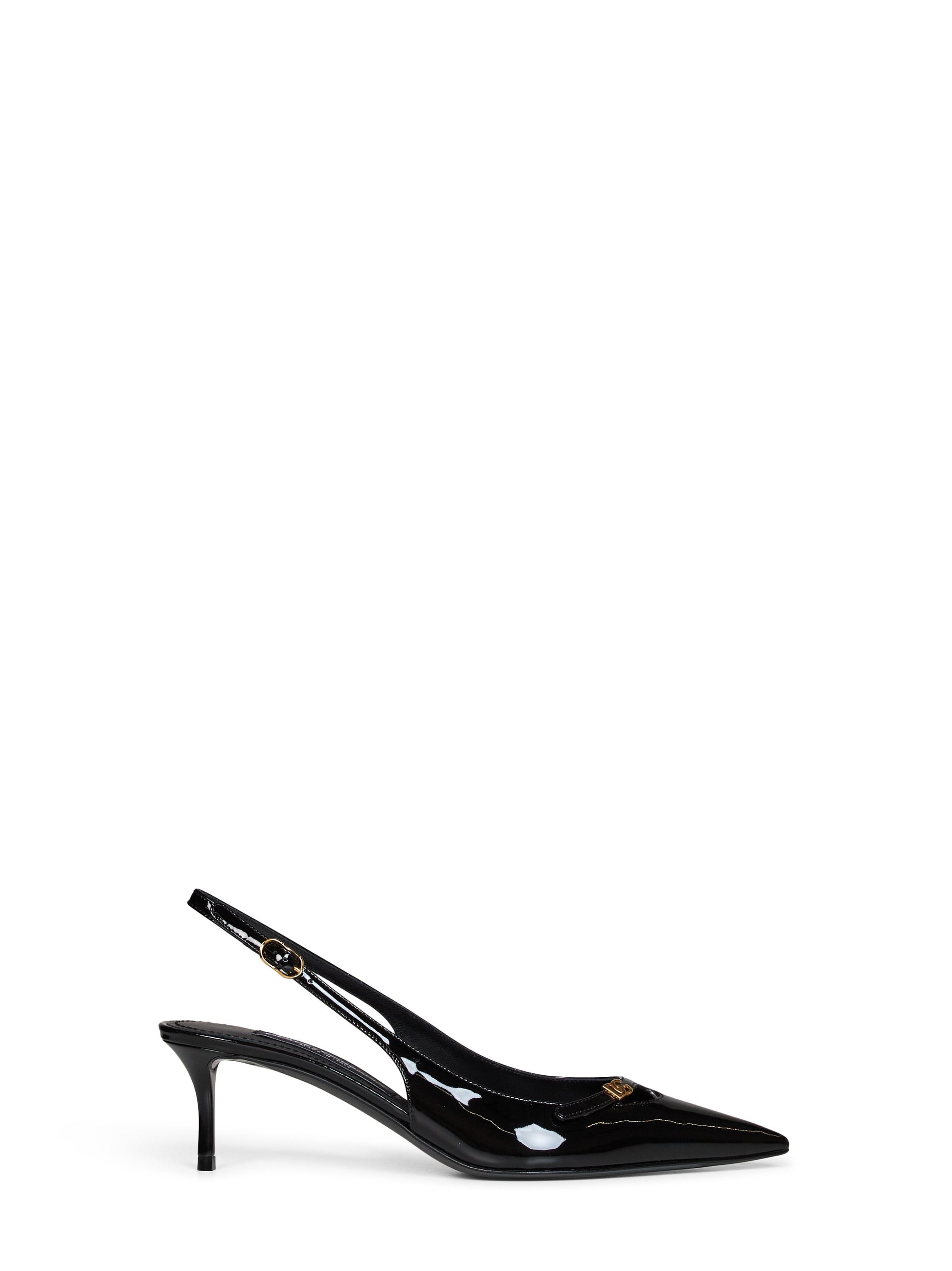 Dolce & Gabbana Women Black Patent Leather Slingback Pumps With Dg Logo DOLCE & GABBANA