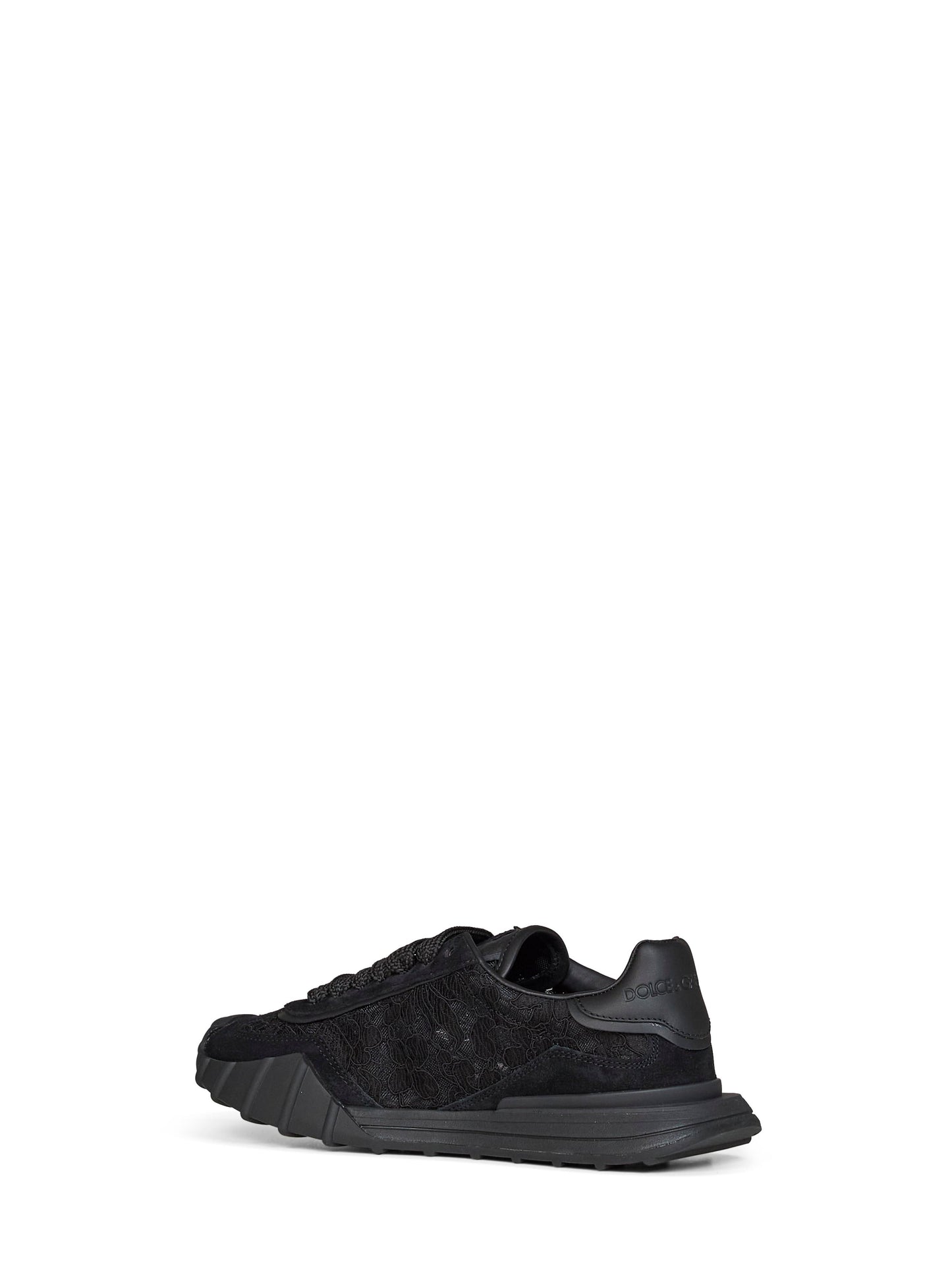 Dolce & Gabbana Women Black Lace And Calf Suede Low-Top Sneakers DOLCE & GABBANA