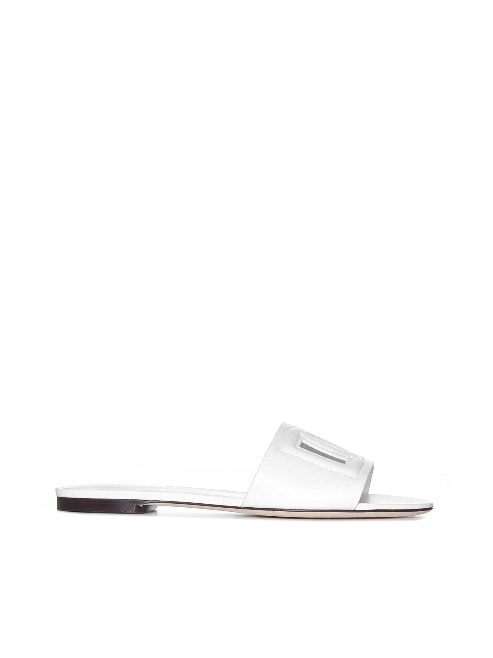 Dolce & Gabbana Women White Leather Slide DOLCE & GABBANA