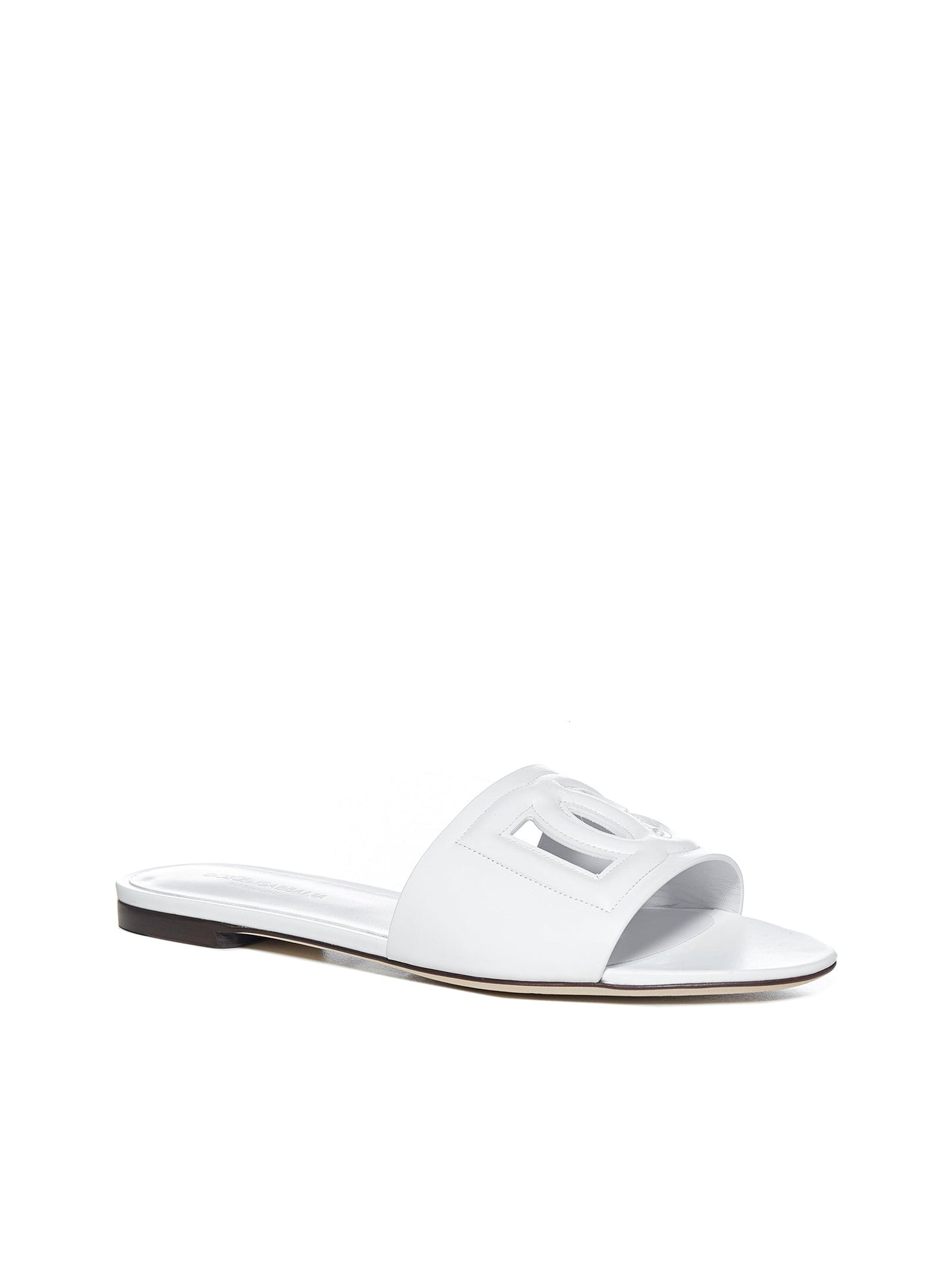 Dolce & Gabbana Women White Leather Slide DOLCE & GABBANA