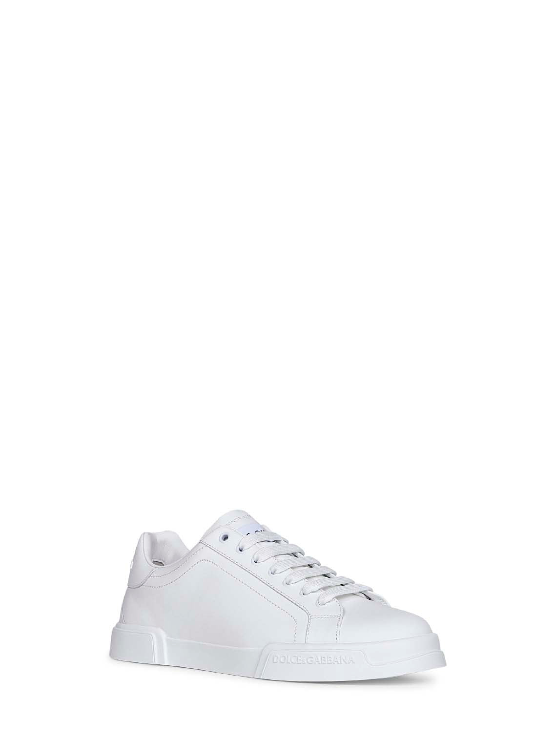 Dolce & Gabbana Men White Calf Leather Portofino Sneakers DOLCE & GABBANA
